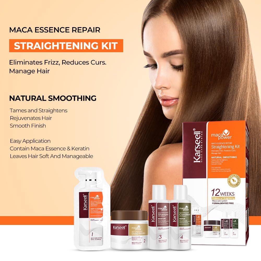 Karseell Maca Essence Repair Straightening Kit – 12 Weeks, Softer & Shinier Hair at Home