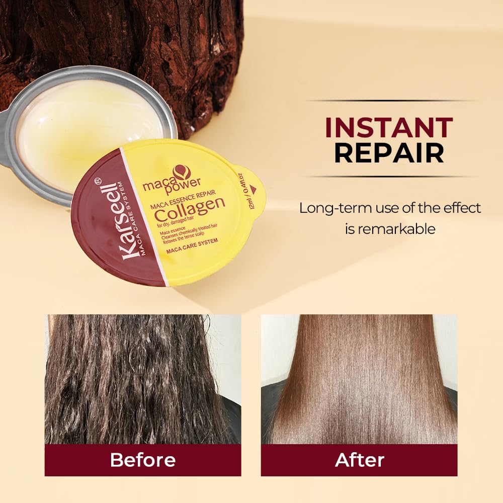 Karseell 8 Pack Collagen Hair Mask – Travel-Size Deep Repair with Argan Oil