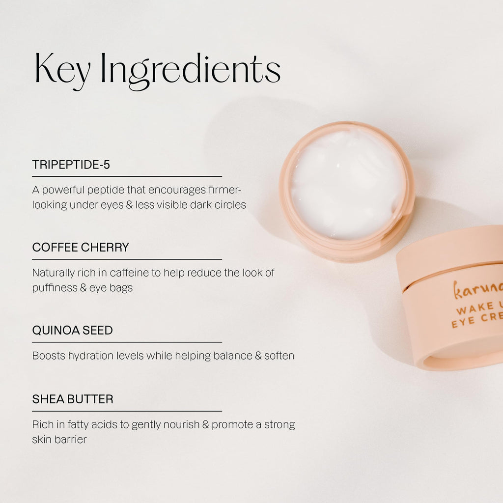 Karuna Wake Up Eye Cream with Coffee Cherry & Tri-Peptides, 15 ml