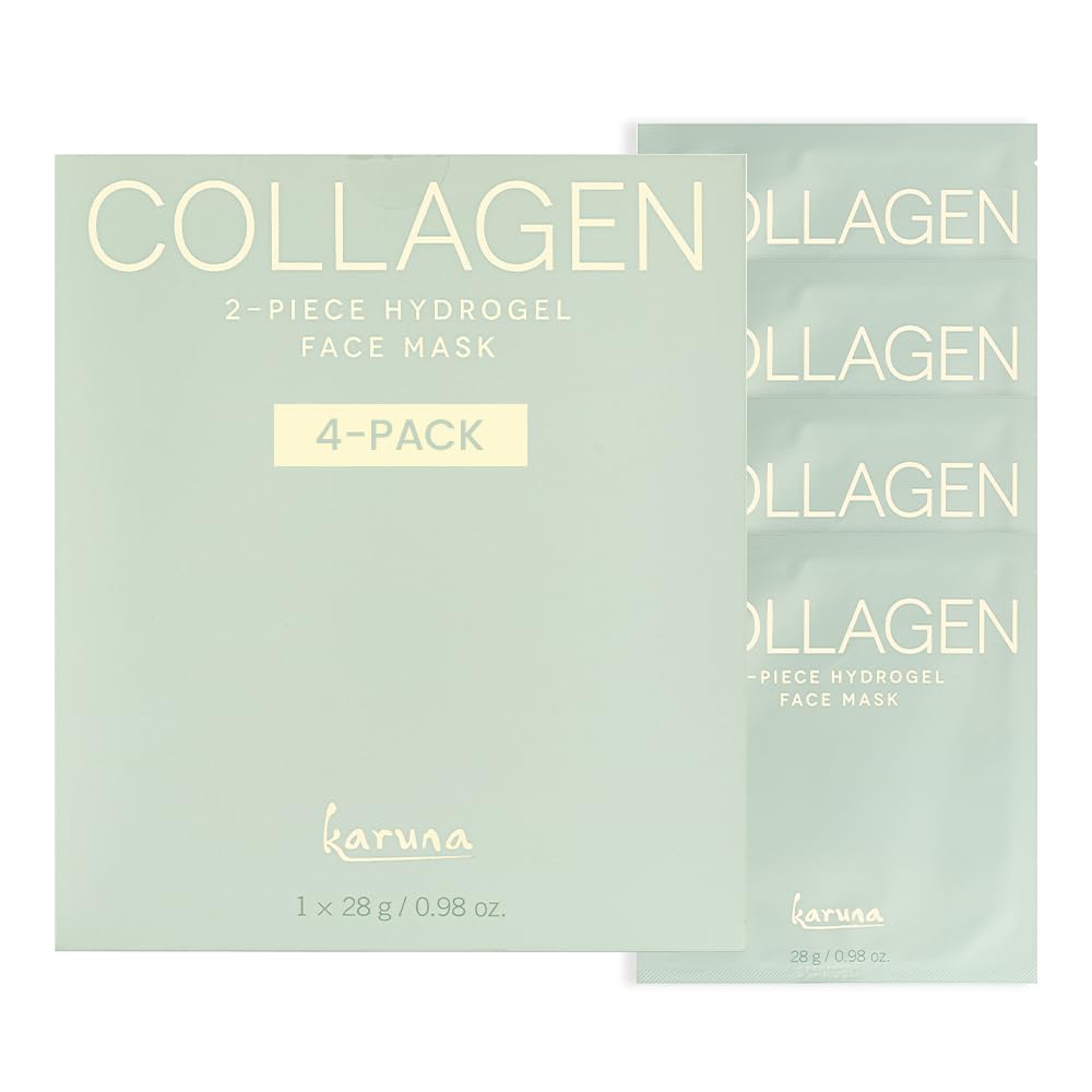 Karuna Skin Collagen Hydrogel Face Masks – 2-Piece, Hydrating & Age-Defying (4 Pack)