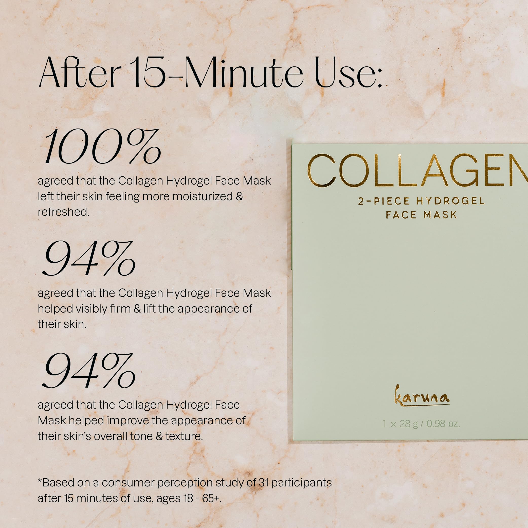 Karuna Skin Collagen Hydrogel Face Masks – 2-Piece, Hydrating & Age-Defying (4 Pack)