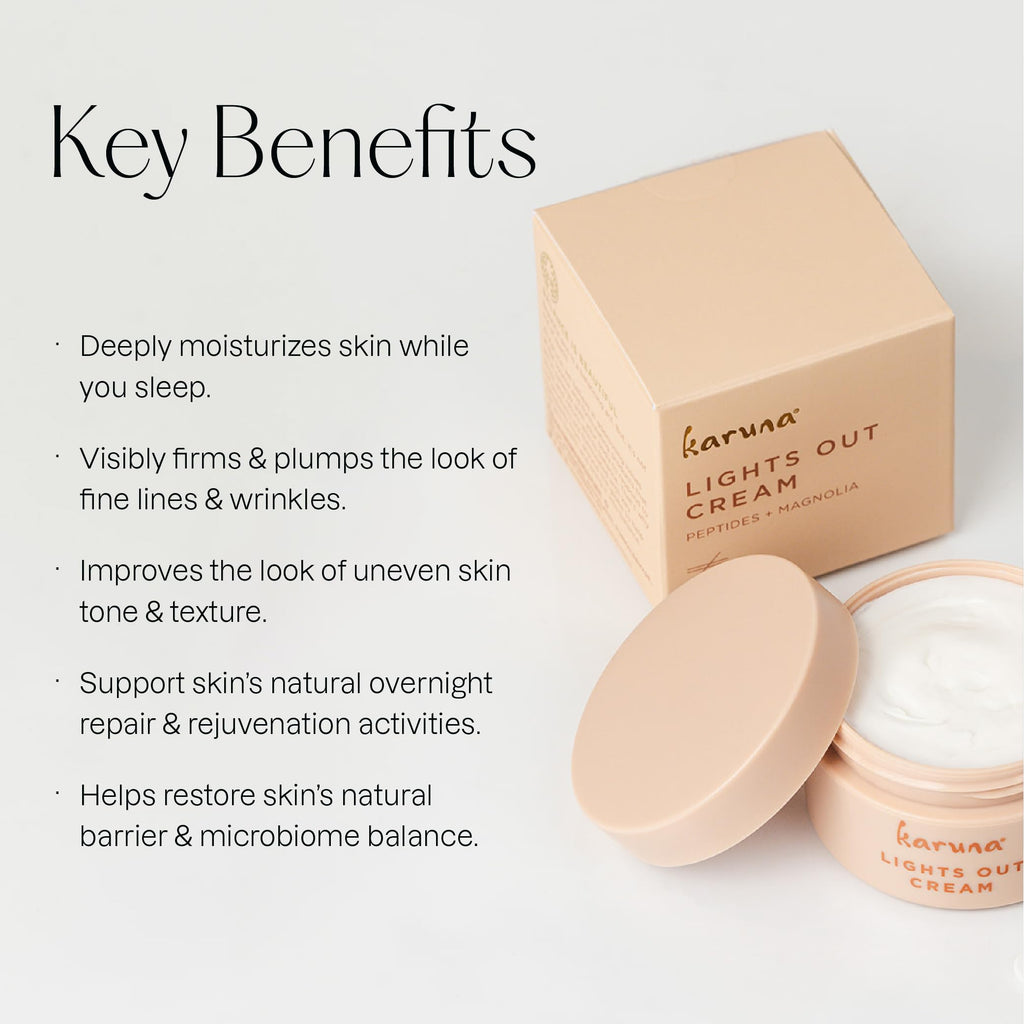 Karuna Lights Out Cream – Nighttime Moisturizer with Magnolia, Peptides & Hyaluronic Acid | 50 ml