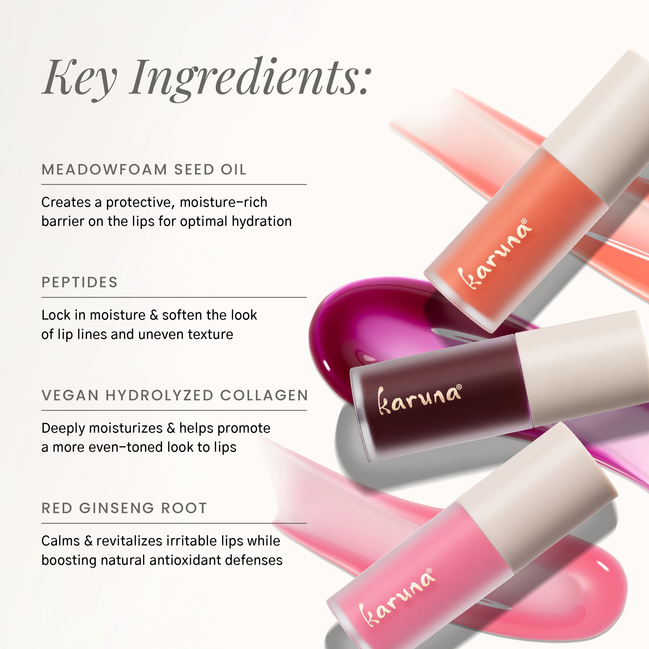 Karuna Skin Float Tinted Lip Oil – Hydrating Vegan Lip Tint with Peptides & Antioxidants (4.8 mL)