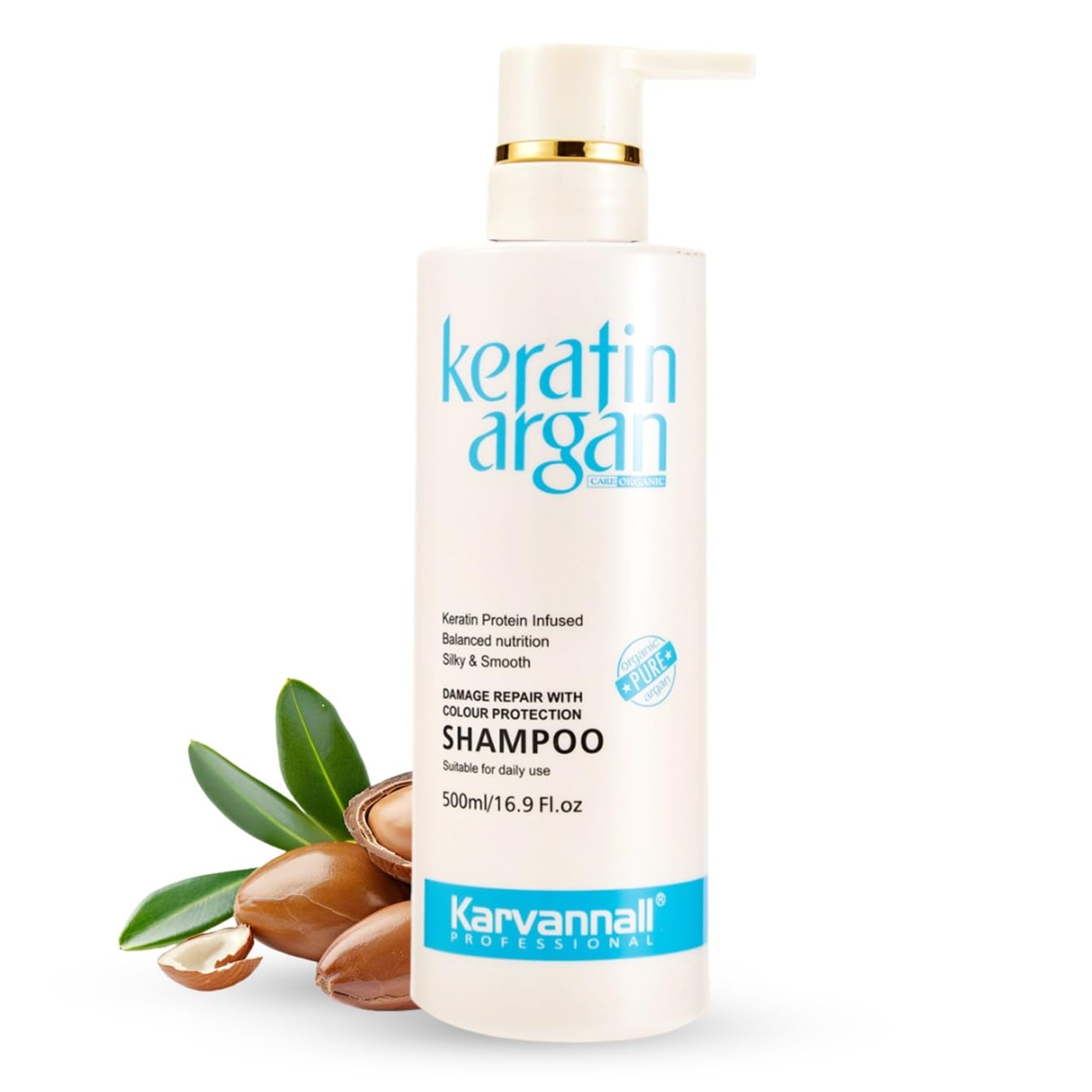 Karvannall Keratin Shampoo with Argan Oil – 16.9oz (500ml) | Damage Repair, Color Protection, Sulfate & Paraben Free