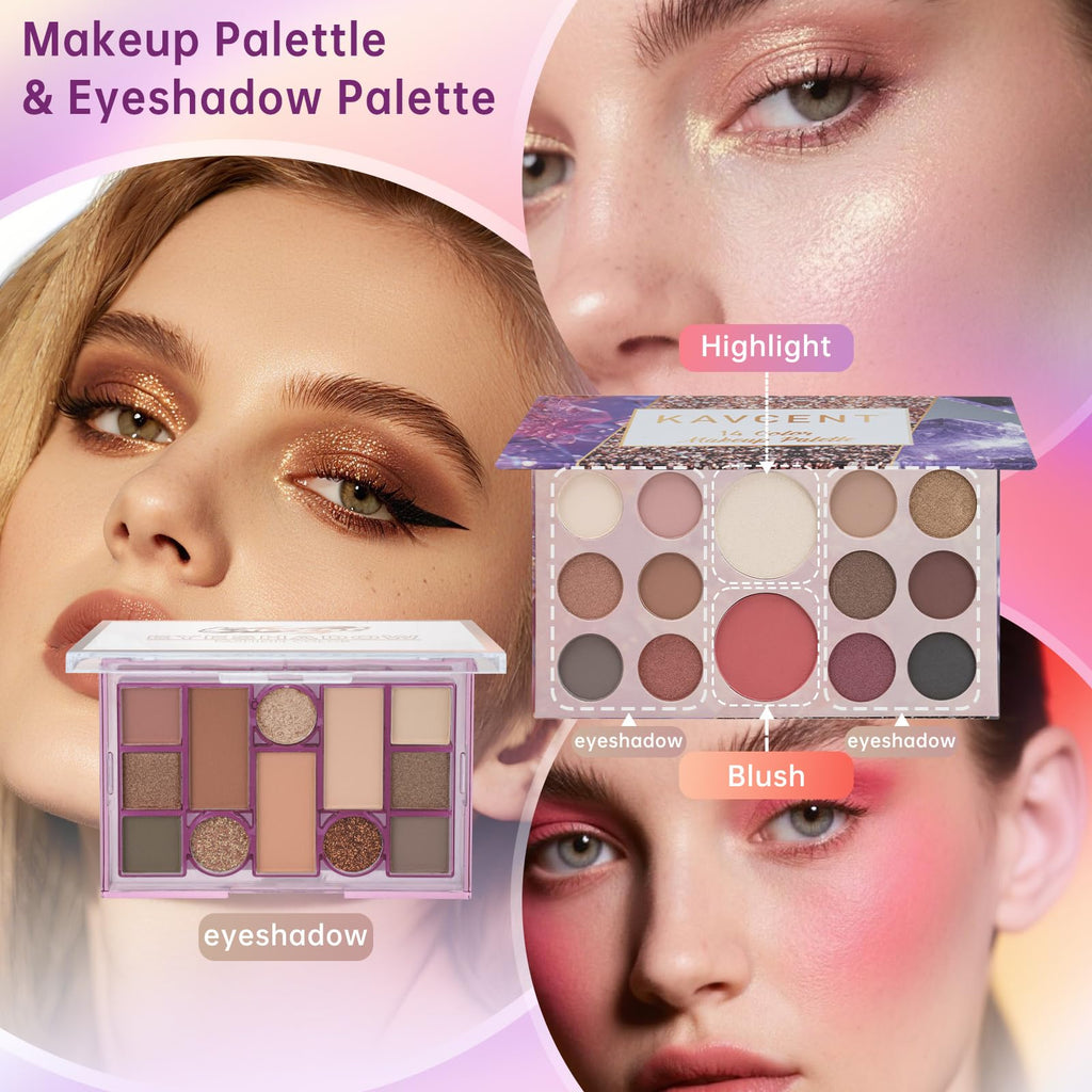 KAVCENT All-in-One Makeup Kit for Teens — Full Starter Set with Eyeshadow Palette, Foundation, Mascara
