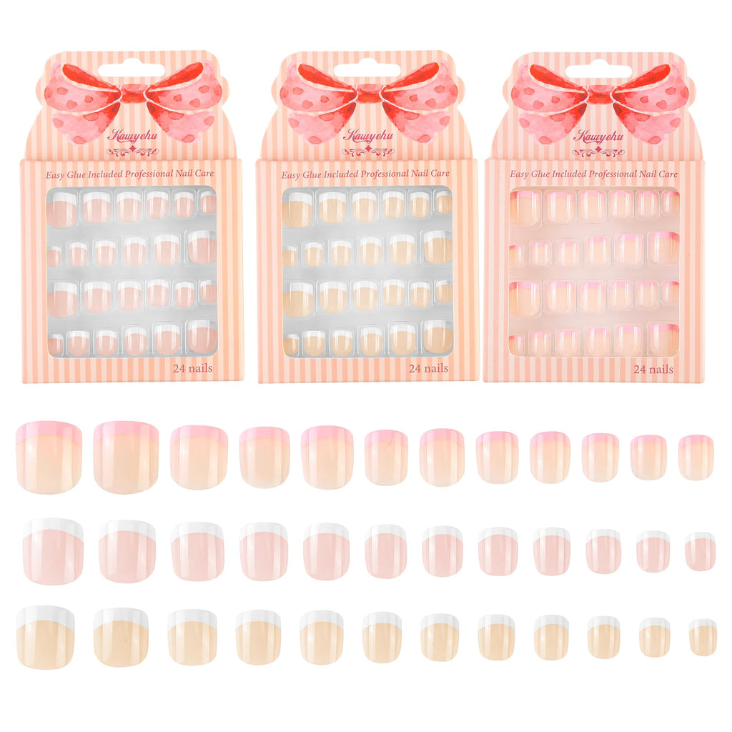 Kawyehu Kids Press-On Nails – 72Pcs Short Fake Nails for Girls