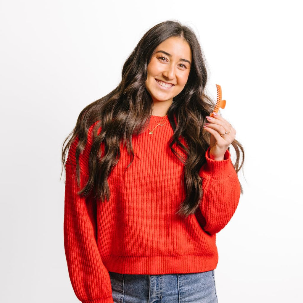 KAXI Hold Everything Midi Hair Claw – 44 Teeth, Neon Orange, Strong Clip for Thick and Thin Hair