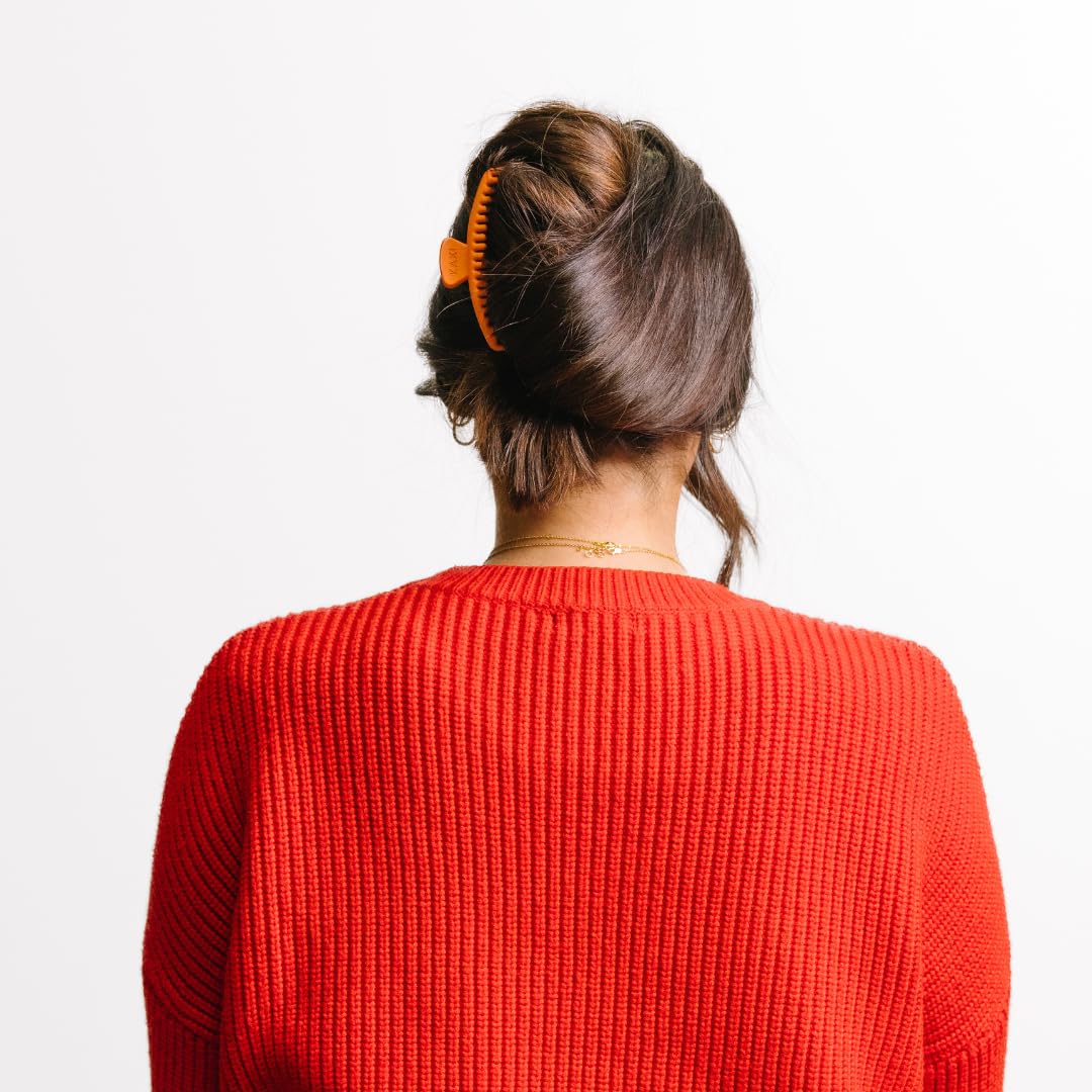 KAXI Hold Everything Midi Hair Claw – 44 Teeth, Neon Orange, Strong Clip for Thick and Thin Hair