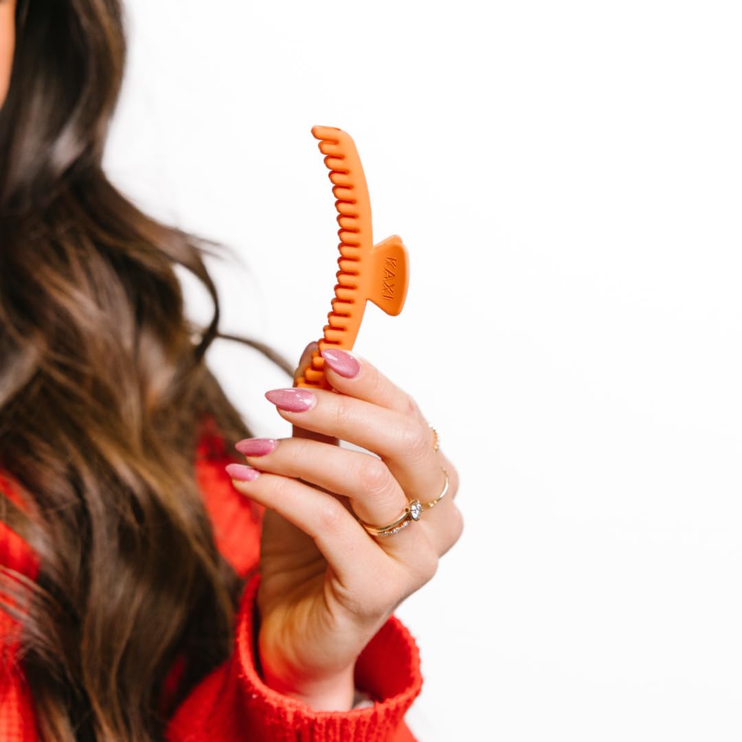 KAXI Hold Everything Midi Hair Claw – 44 Teeth, Neon Orange, Strong Clip for Thick and Thin Hair