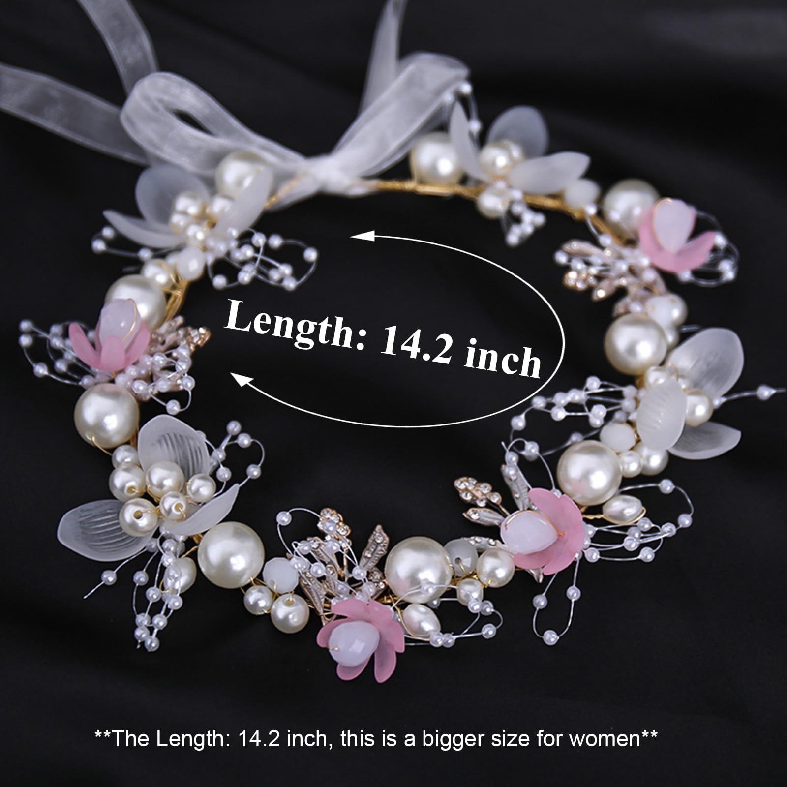 KAYZON Kids Flower Girl Pearl Headband - Pink Princess Hair Accessory for Weddings