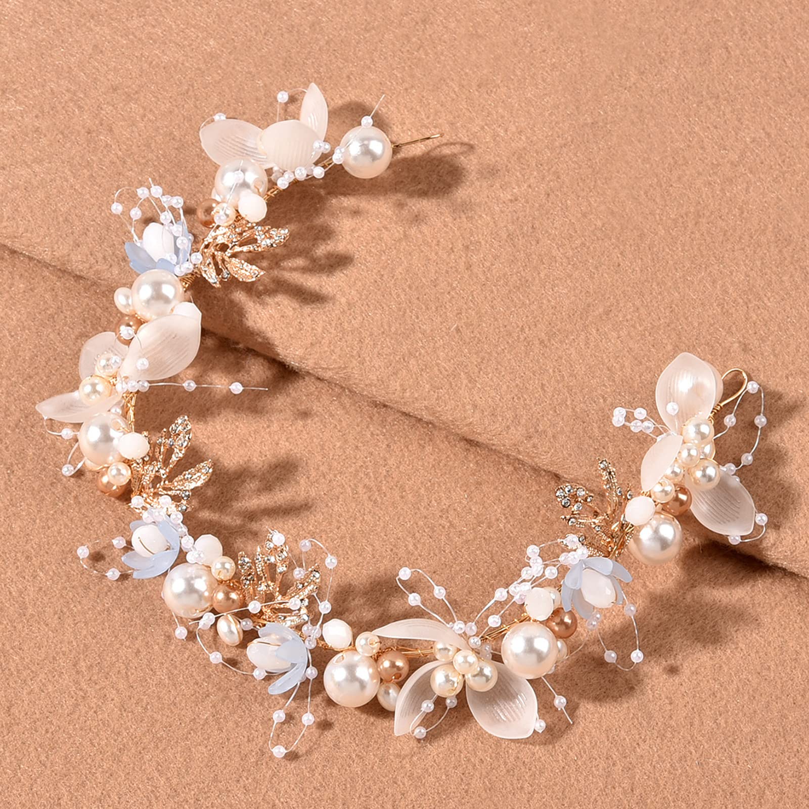 Kayzon Kids Wedding Hair Headpiece - Blue Princess Flower Pearl Headband