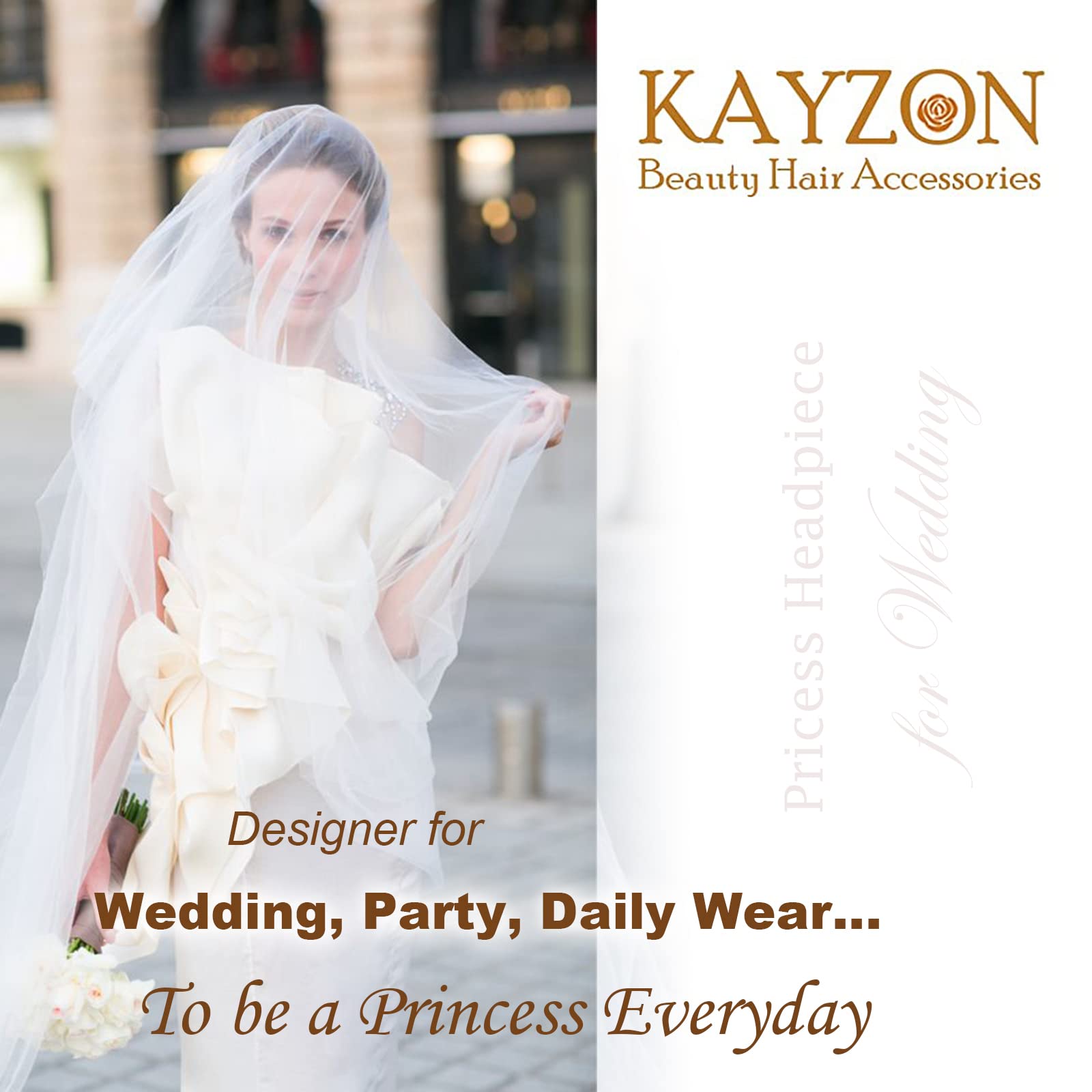 Kayzon Kids Wedding Hair Headpiece - Blue Princess Flower Pearl Headband