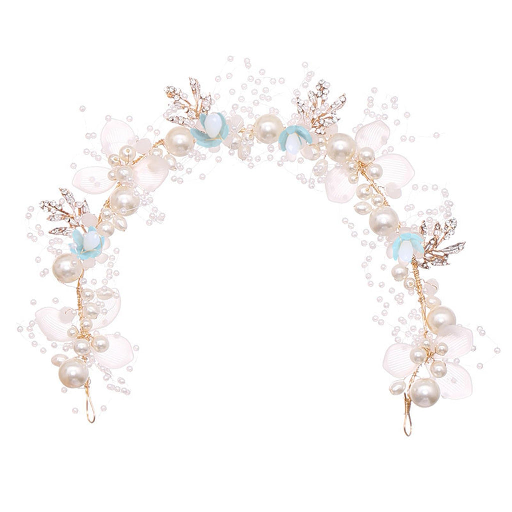 Kayzon Kids Wedding Hair Headpiece - Blue Princess Flower Pearl Headband