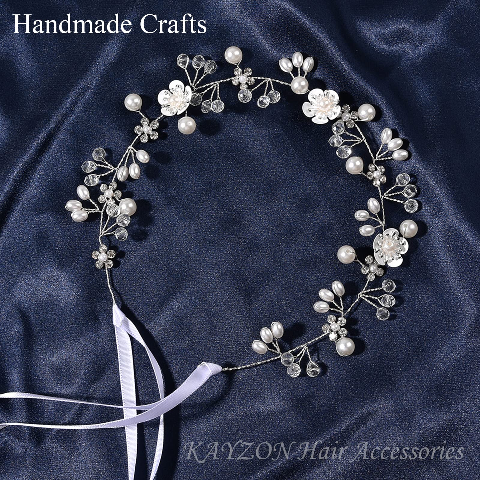 Kayzon Silver Pearl Flower Girl Headband – Bridal Wedding Hair Accessory