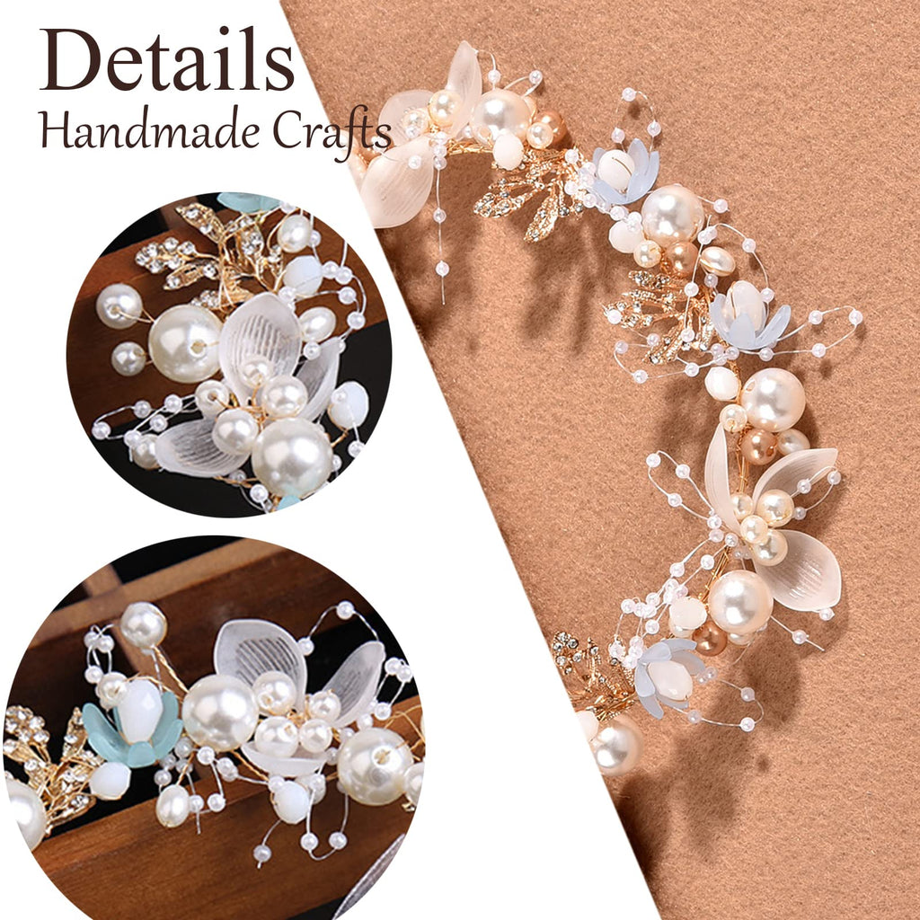 Kayzon Kids Wedding Hair Headpiece - Blue Princess Flower Pearl Headband