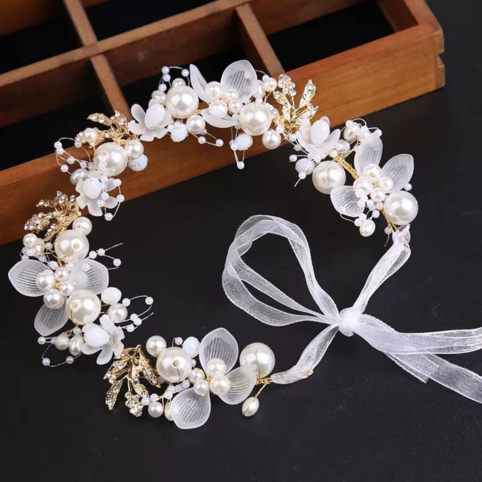 KAYZON Wedding Hair Accessories for Kids – Pearl Flower Headband
