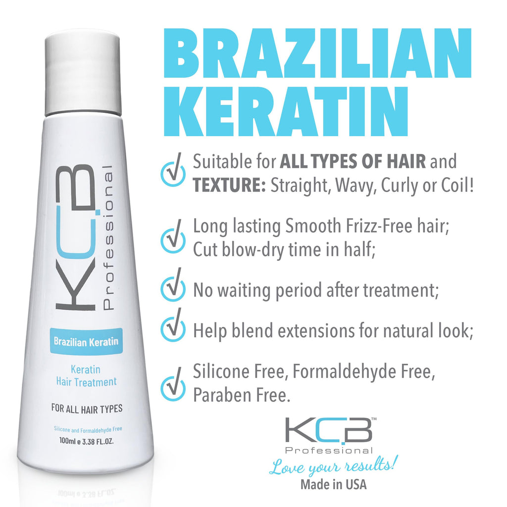 KCB Professional Brazilian Keratin 1 Step Treatment Kit — At-Home Hair Straightening (Formaldehyde-Free)