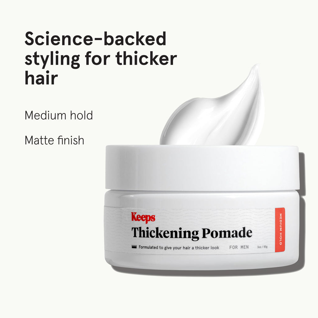 Keeps Matte Thickening Hair Pomade for Men — Medium Hold, Fuller-Looking Hair with Biotin, Caffeine, Green Tea & Saw Palmetto