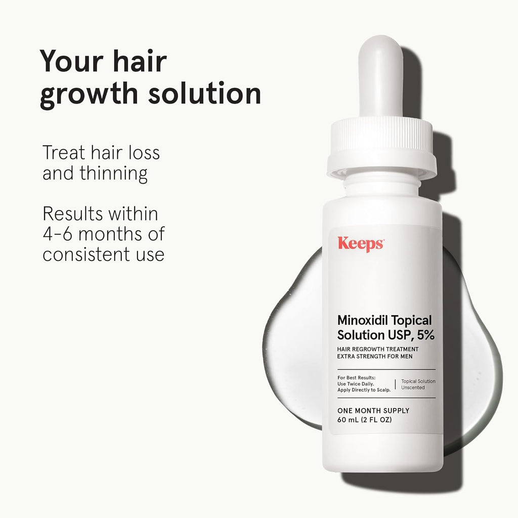 Keeps Extra Strength Minoxidil 5% for Men – Hair Growth Serum for Crown & Vertex | Unscented