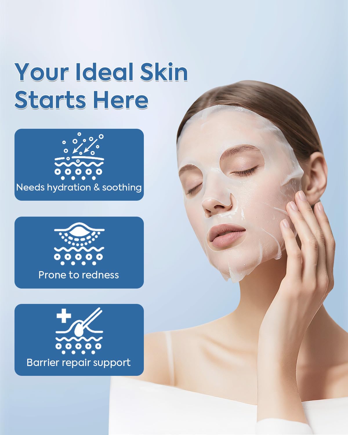 Kefumei KOMFYMED Recombinant Collagen Sheet Mask – Hydrating & Soothing for Sensitive Skin (5 x 25 g)