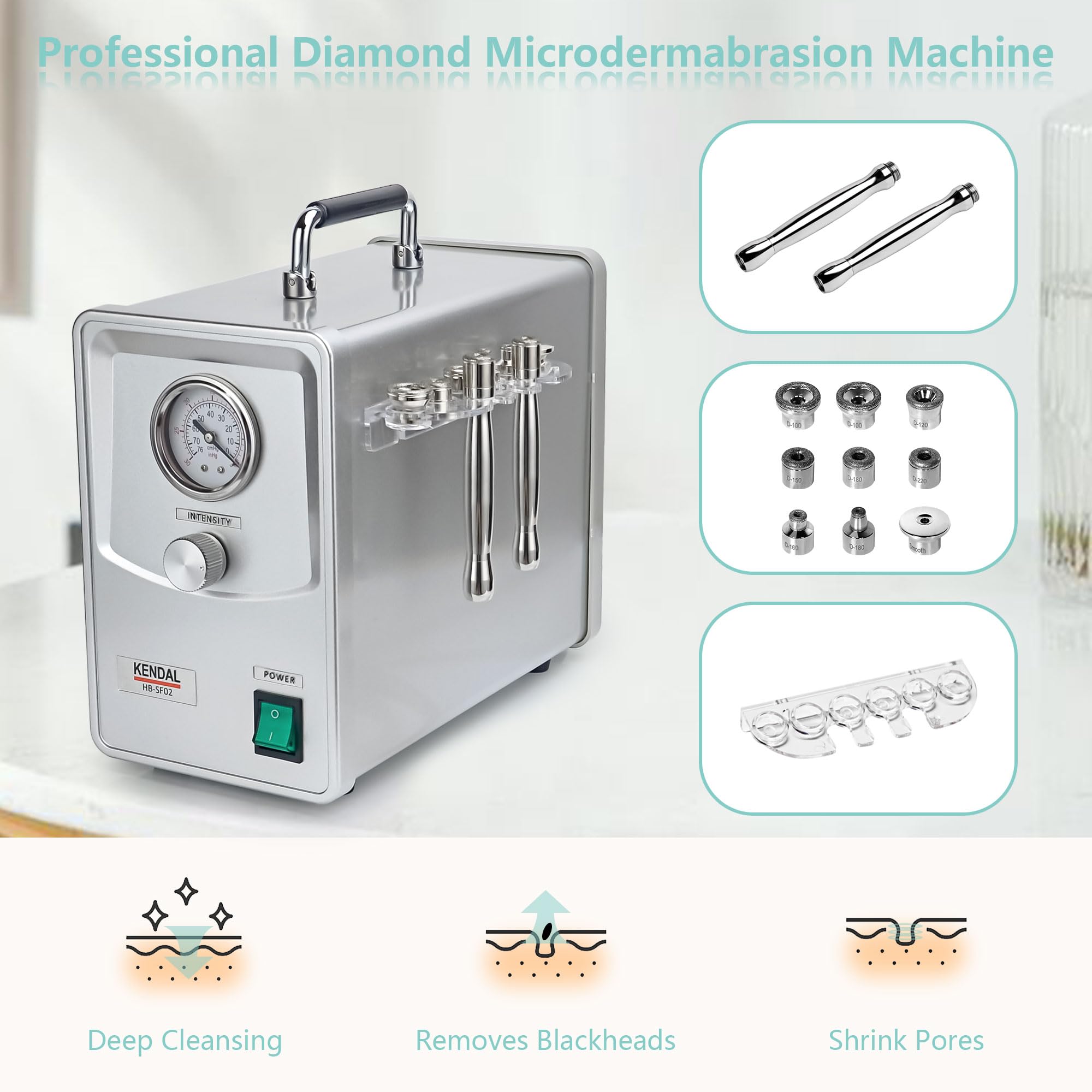 Kendal Professional Diamond Microdermabrasion Machine HB-SF02 | Dermabrasion Facial Skin Care Device with Power Suction