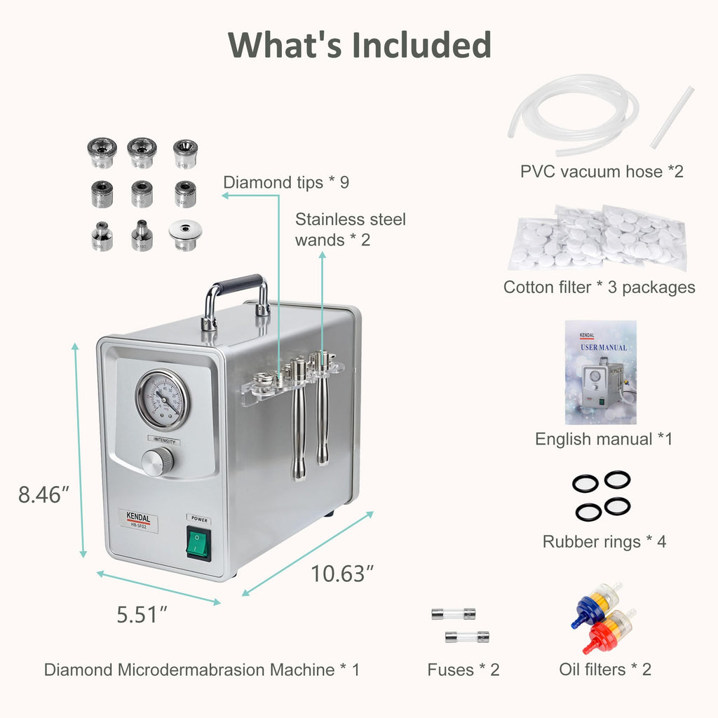 Kendal Professional Diamond Microdermabrasion Machine HB-SF02 | Dermabrasion Facial Skin Care Device with Power Suction