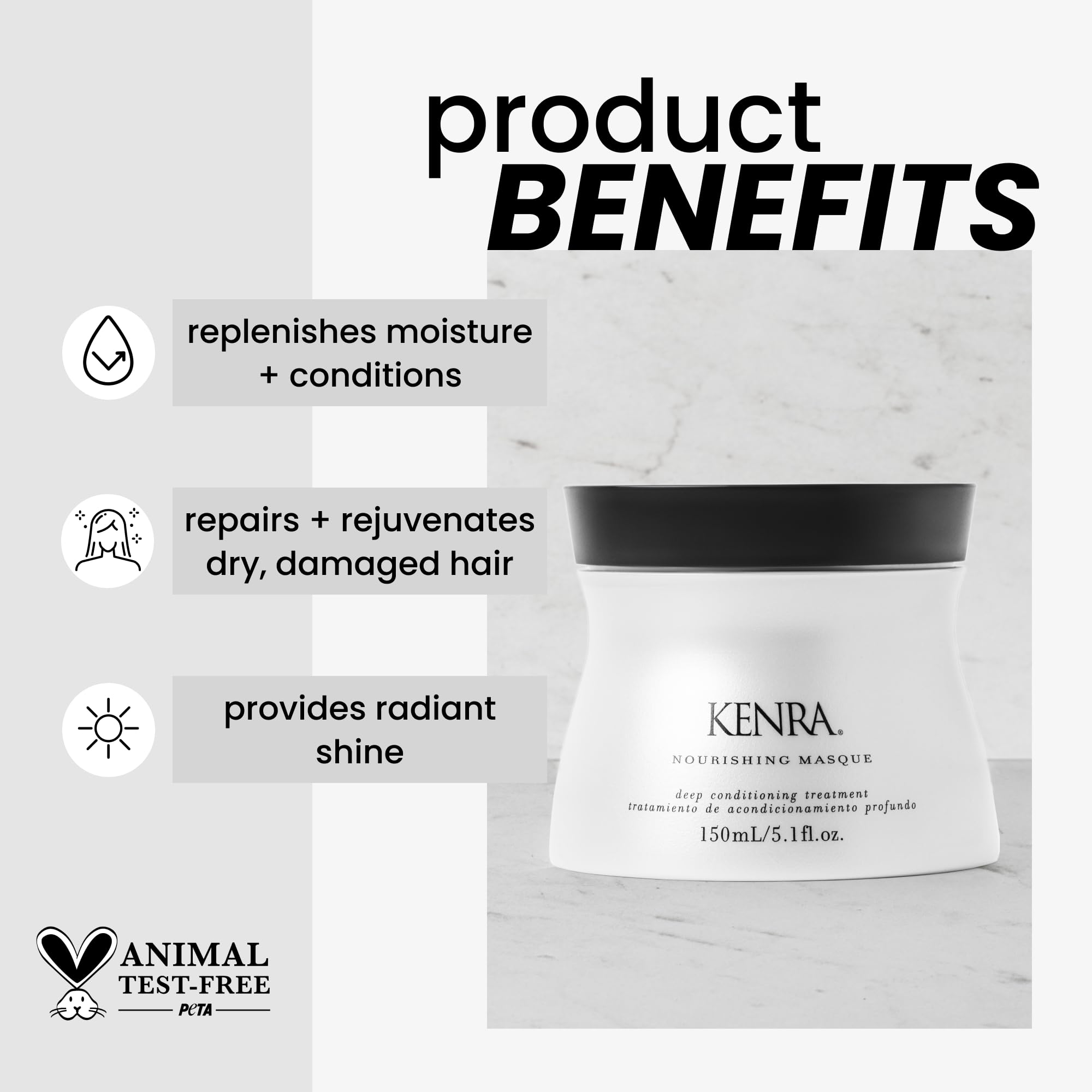 Kenra Nourishing Masque | Deep Conditioning Treatment – Replenishes Moisture & Shine | 2-Pack (5.1 fl oz)