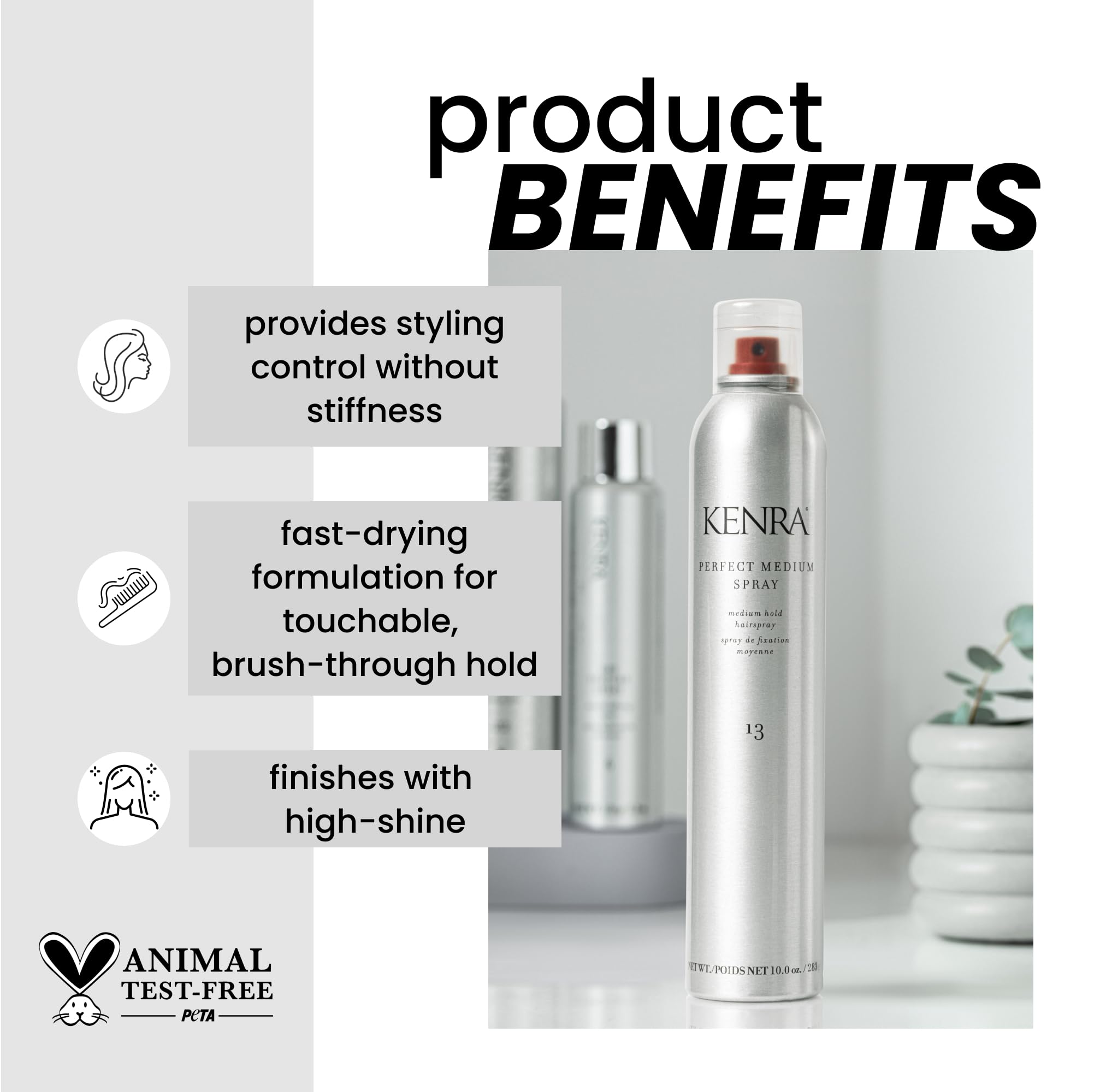 Kenra Professional Perfect Medium Spray 13 – Medium Hold, Fast-Drying, High Shine | 2 x 10 oz