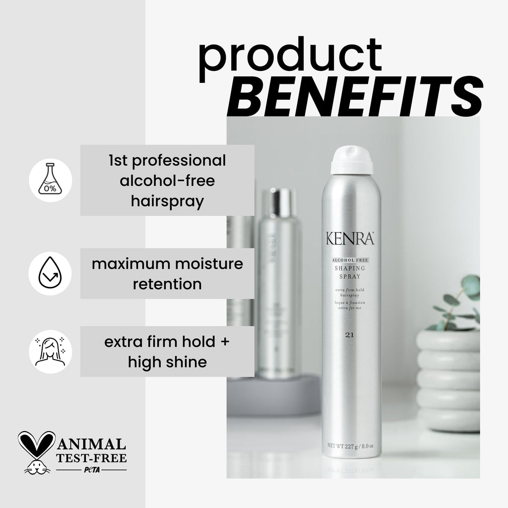 Kenra Shaping Spray 21 – Alcohol-Free Hairspray for All Hair Types | 8 oz (2-Pack)
