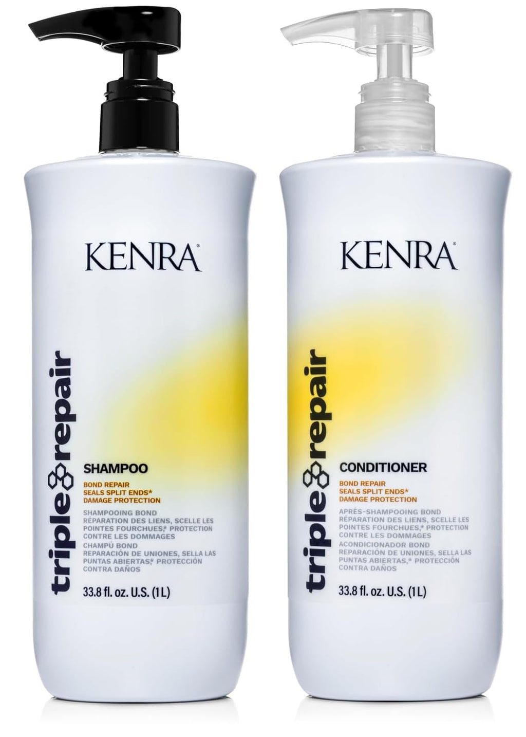Kenra Triple Repair Shampoo & Conditioner Set — Bond Builder for Damaged Hair, 33.8 oz