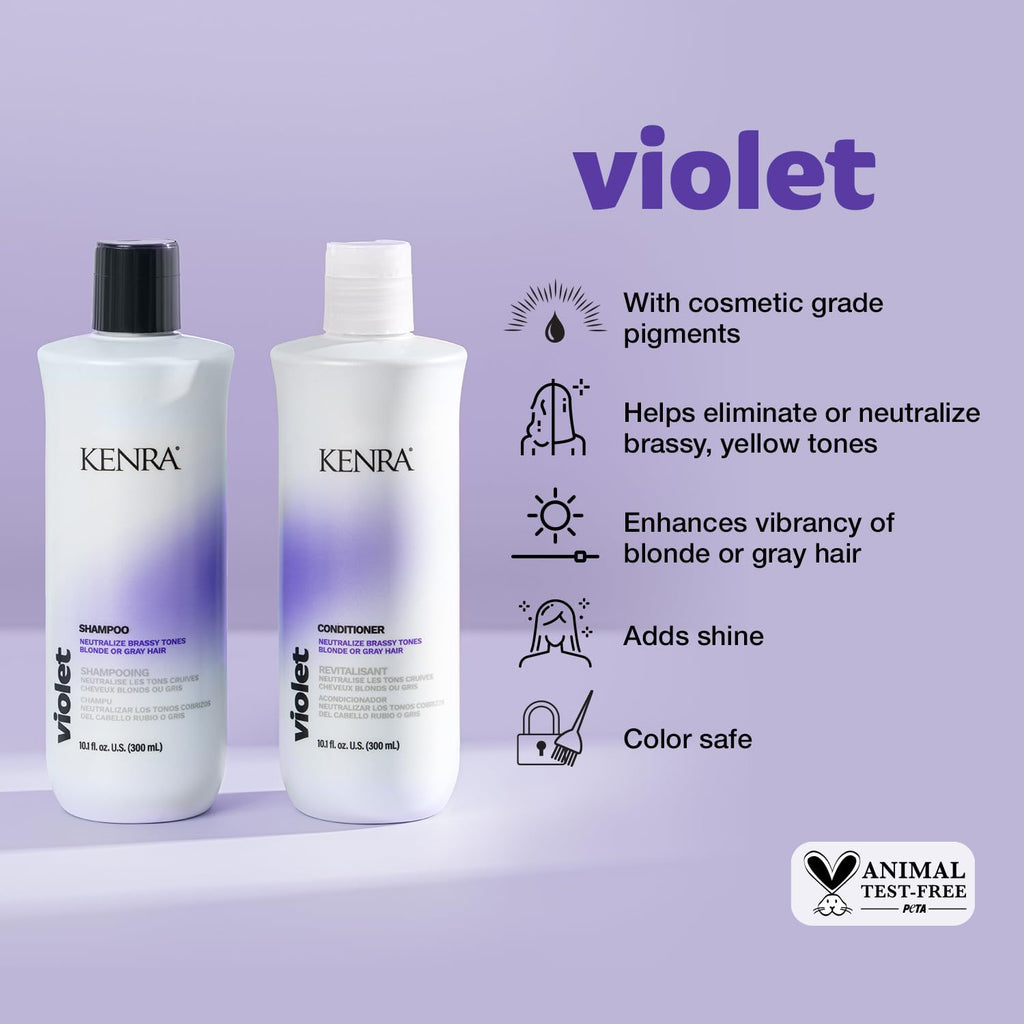 Kenra Violet Shampoo & Conditioner Set – Eliminate Brassy Tones & Boost Blonde/Gray Vibrancy