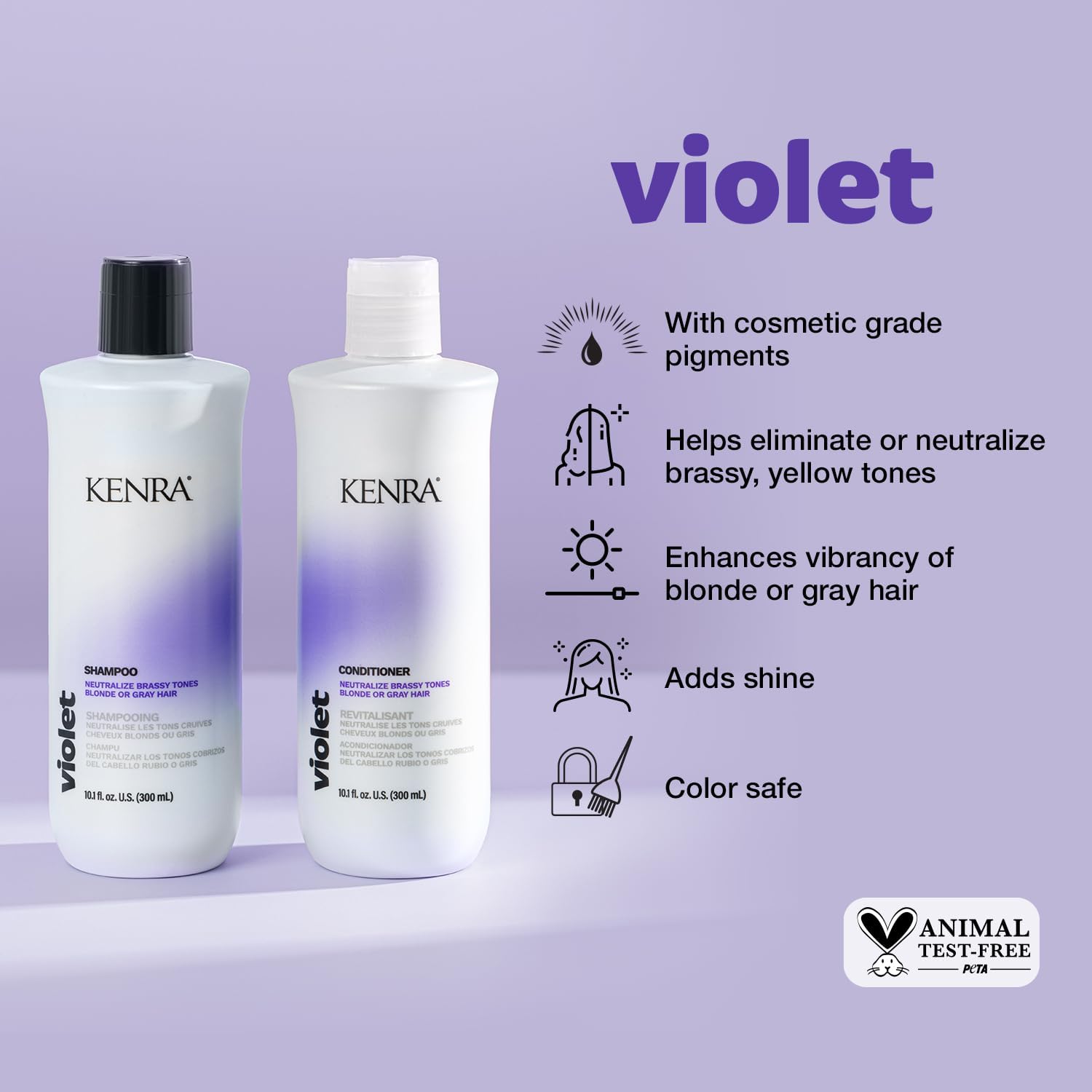 Kenra Violet Shampoo & Conditioner Set – Eliminate Brassy Tones & Boost Blonde/Gray Vibrancy
