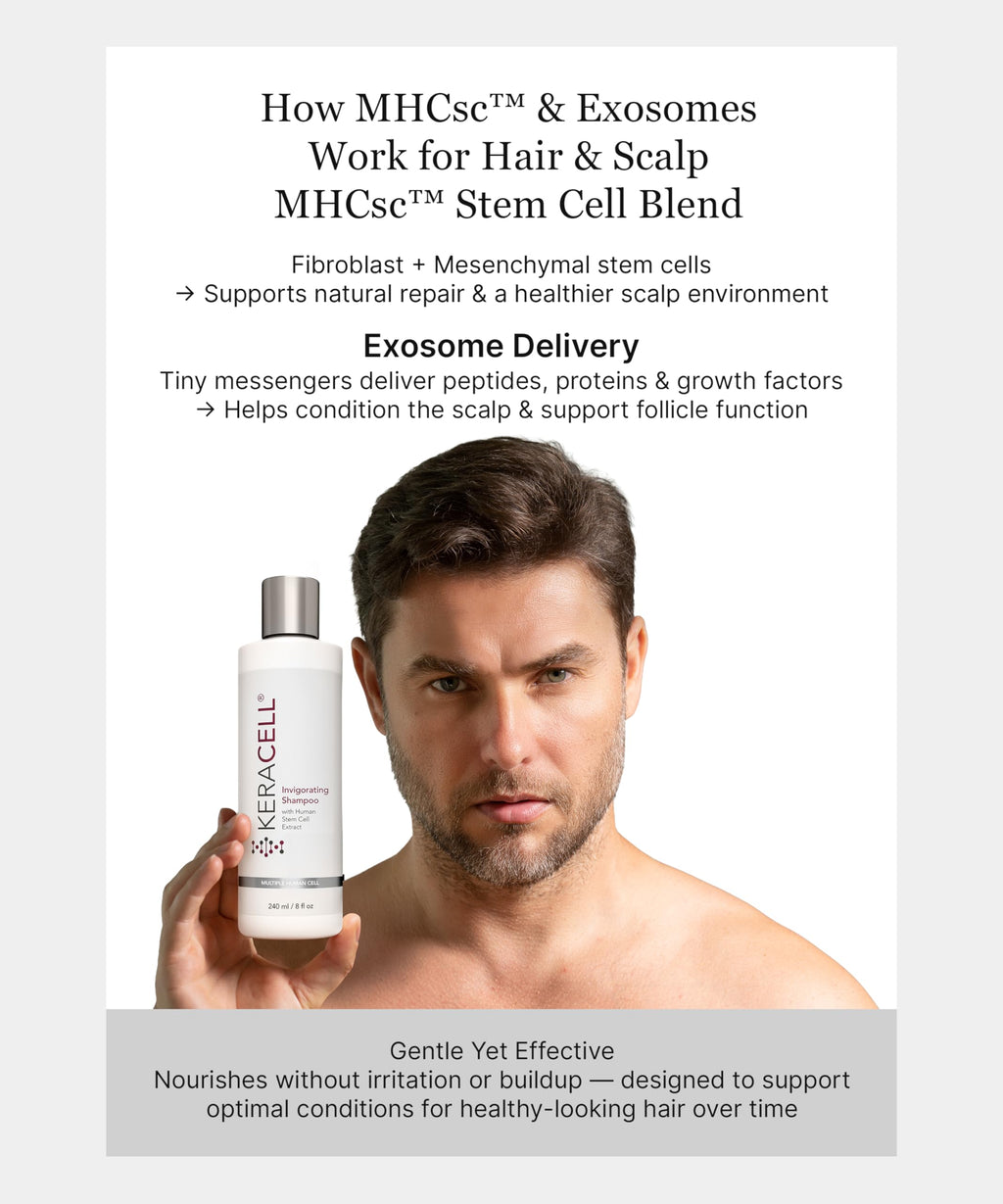 Keracell Invigorating Shampoo – Hair Growth & Scalp Support with Human Stem Cell Extract, Cleanse, Strengthen & Hydrate (8 oz)