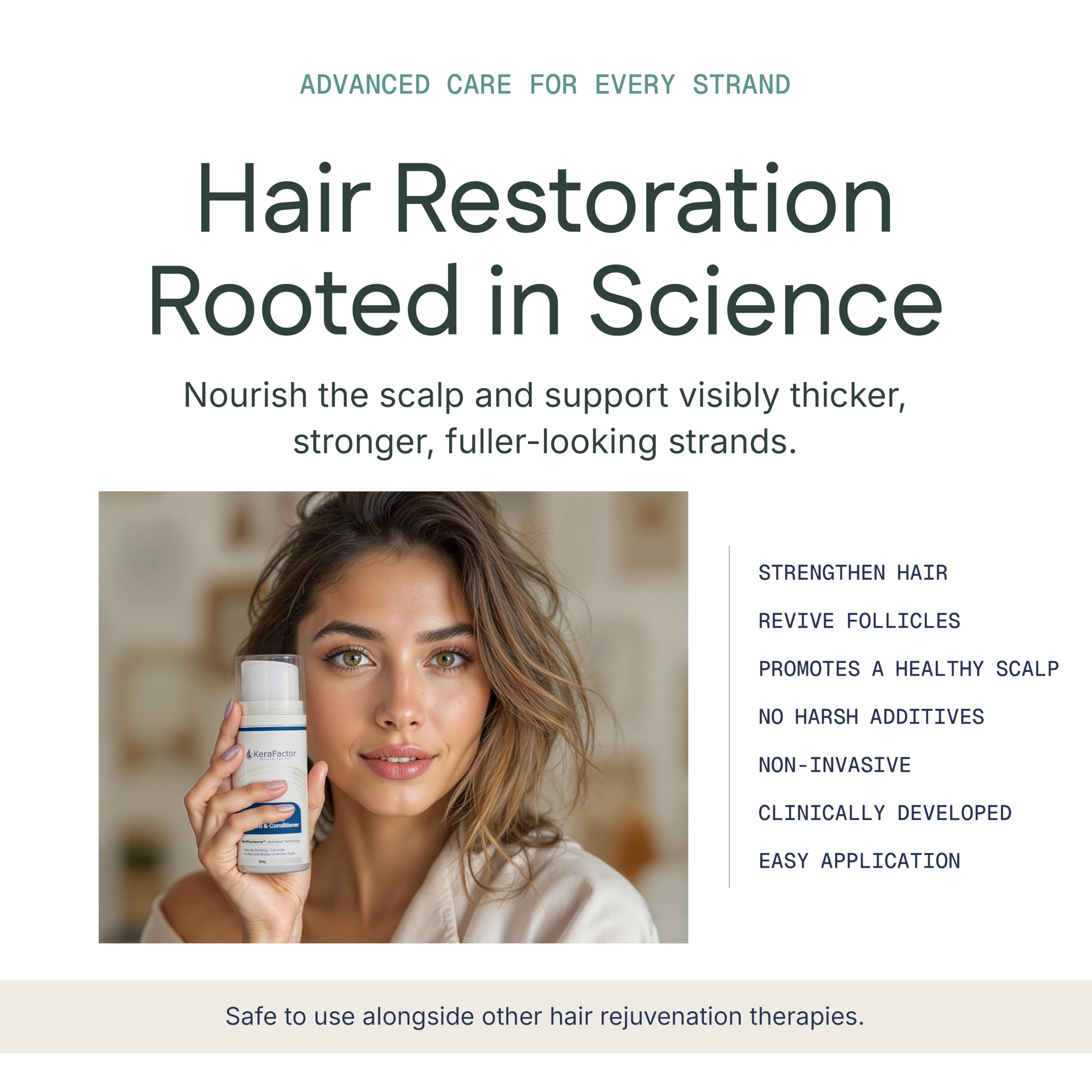 KeraFactor 2-in-1 Scalp Stimulating Shampoo & Conditioner – Drug-Free, Sulfate-Free, Growth Factor Formula