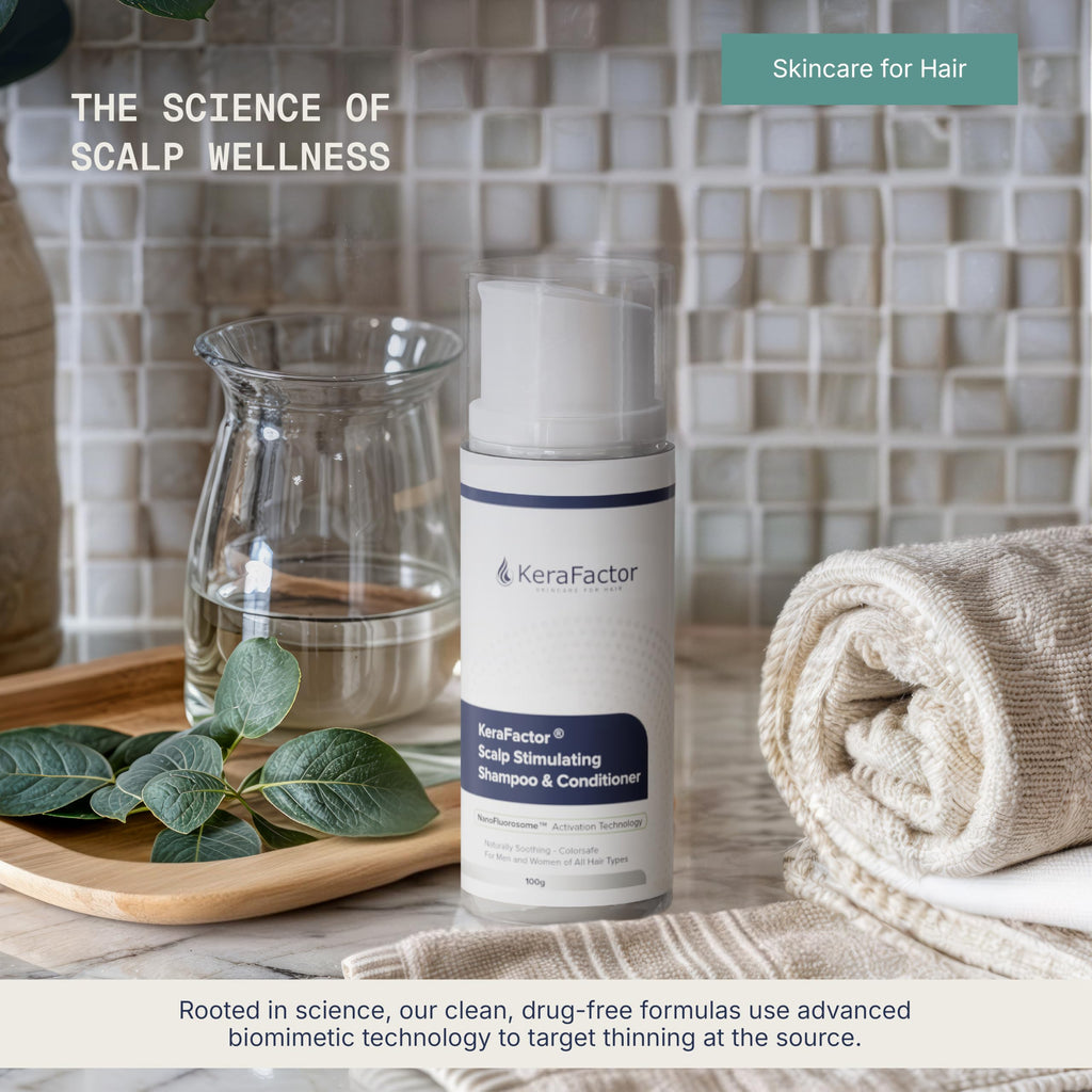 KeraFactor 2-in-1 Scalp Stimulating Shampoo & Conditioner – Drug-Free, Sulfate-Free, Growth Factor Formula