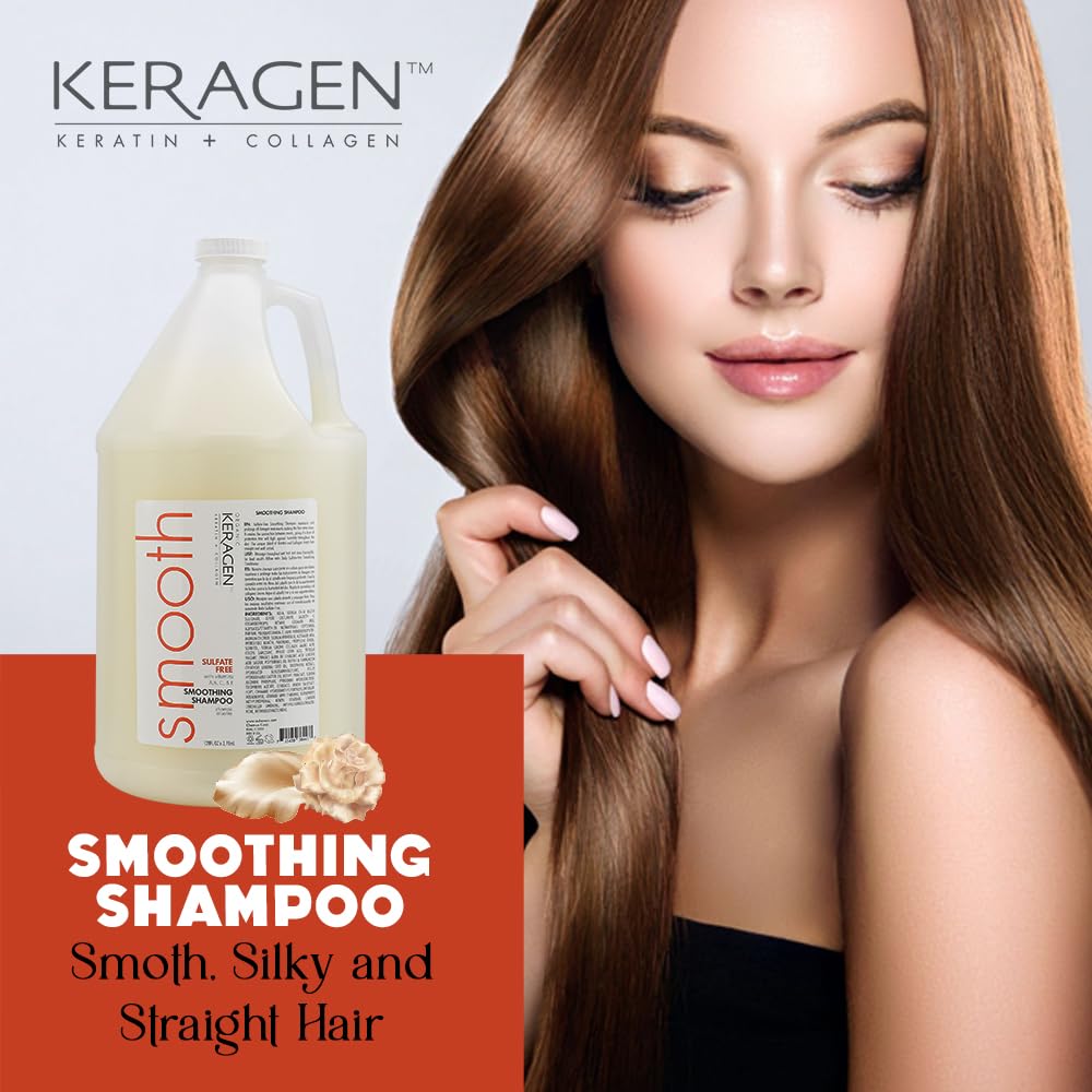 KERAGEN Smoothing Conditioner with Keratin & Collagen – Sulfate Free, All Hair Types, 128 oz
