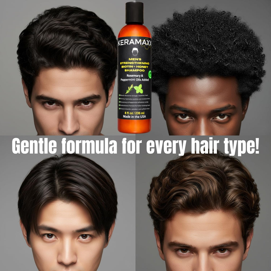 KERAMAXX Biotin + Honey Thickening Shampoo for Men – Sulfate & Paraben Free