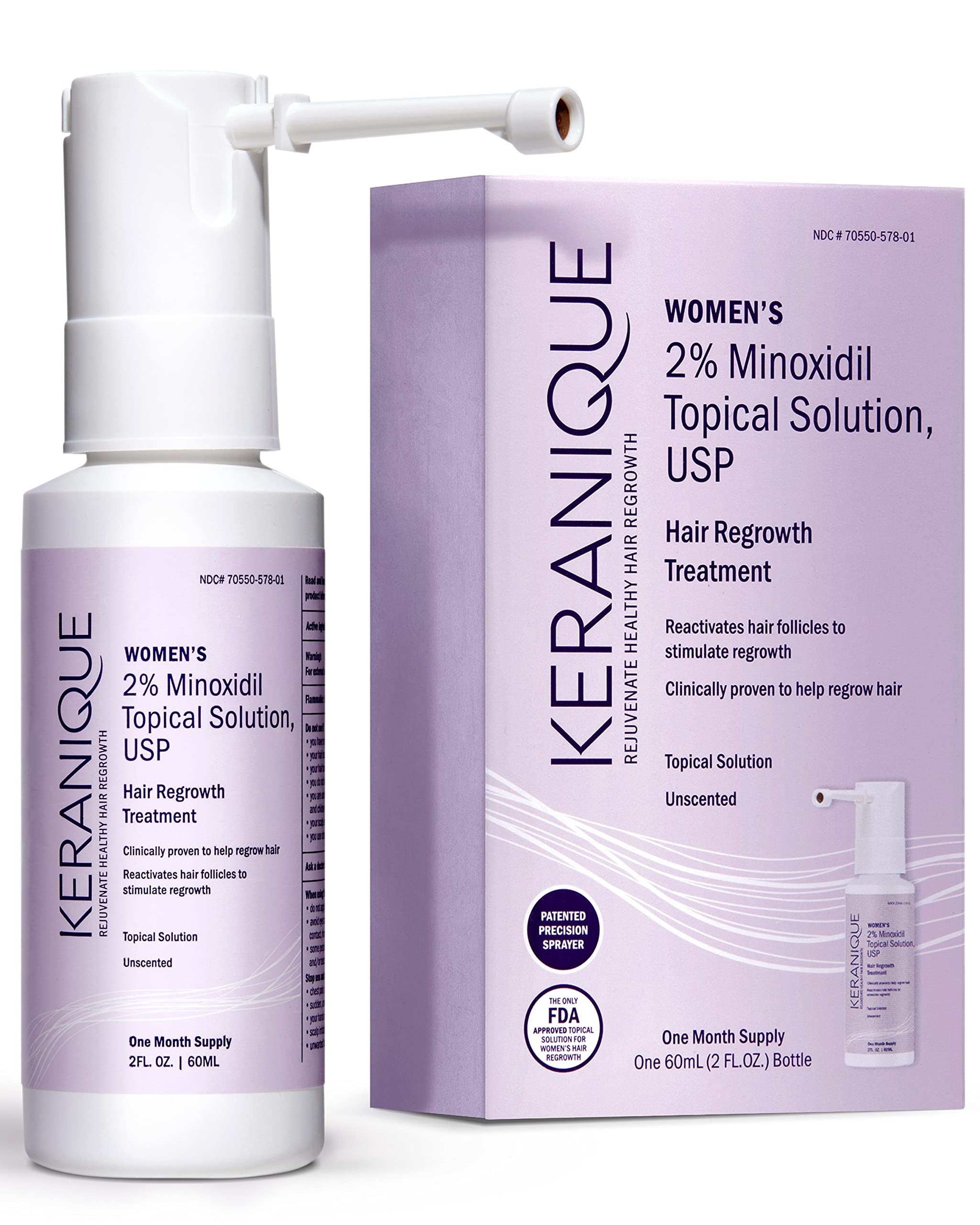 Keranique Hair Regrowth Treatment for Women – 2% Minoxidil with Precision Spray