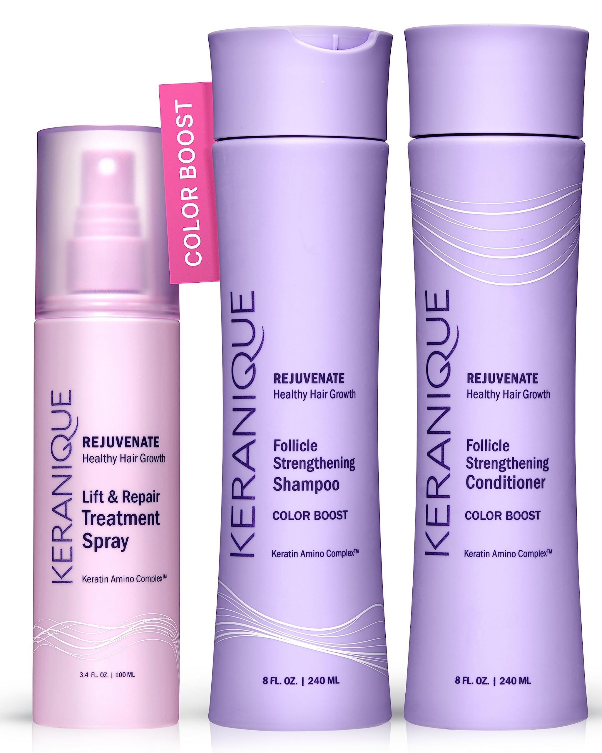 Keranique Color Treated Shampoo & Conditioner Set + Lift & Repair Spray