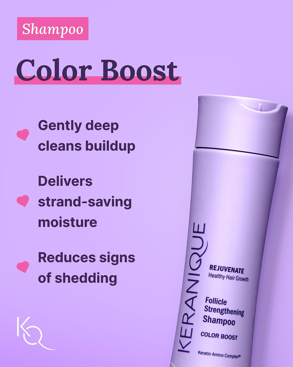 Keranique Color Treated Shampoo & Conditioner Set with Follicle Booster Serum | Keratin Enriched Color Boost for Fine, Thin Hair