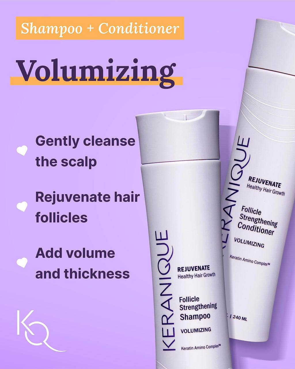 Keranique Volumizing Shampoo & Conditioner Set with Thickening Mousse