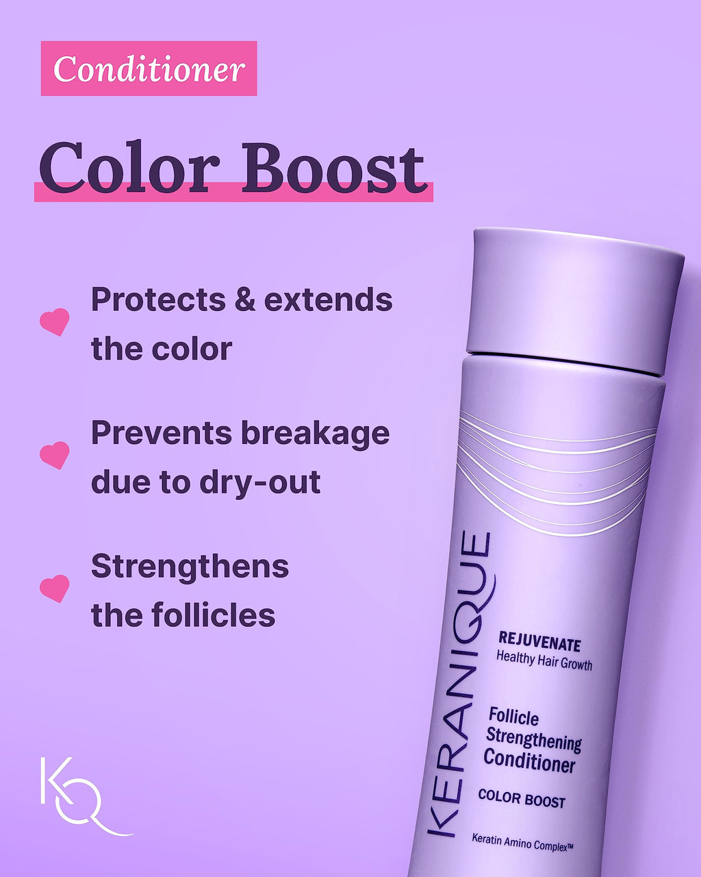 Keranique Color Treated Shampoo & Conditioner Set with Follicle Booster Serum | Keratin Enriched Color Boost for Fine, Thin Hair