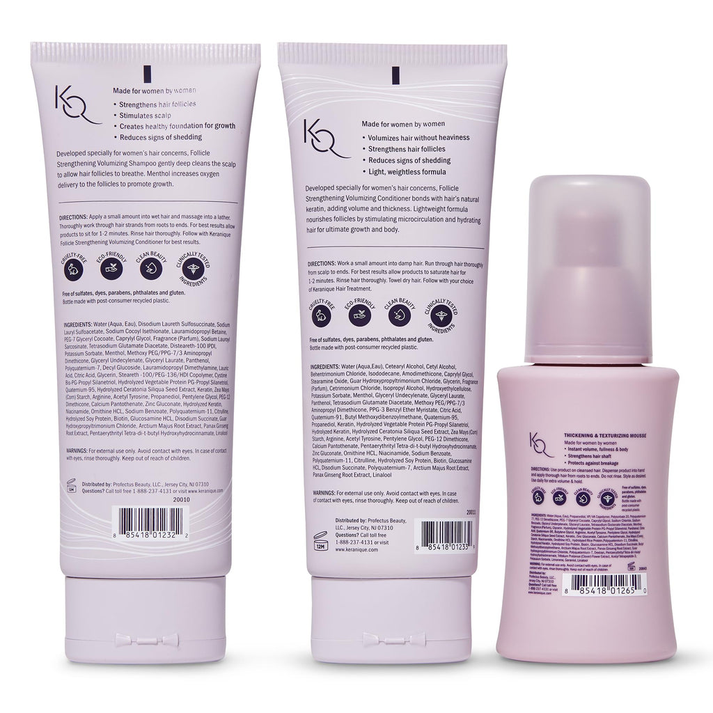 Keranique Volume Boost & Style Travel Kit – Anti-Frizz & Heat Protection for Thinning Hair