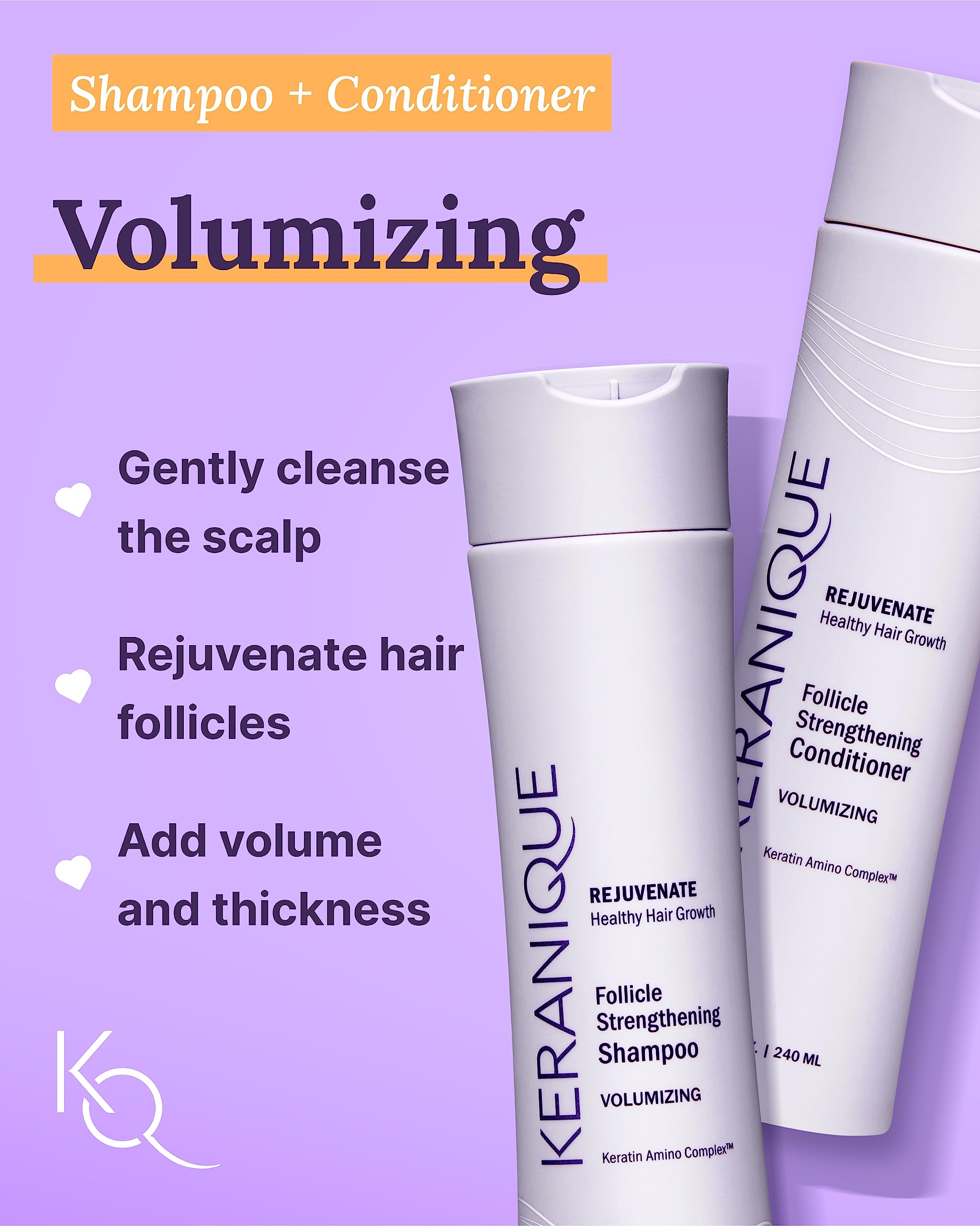 Keranique Volume Boost & Style Travel Kit – Anti-Frizz & Heat Protection for Thinning Hair