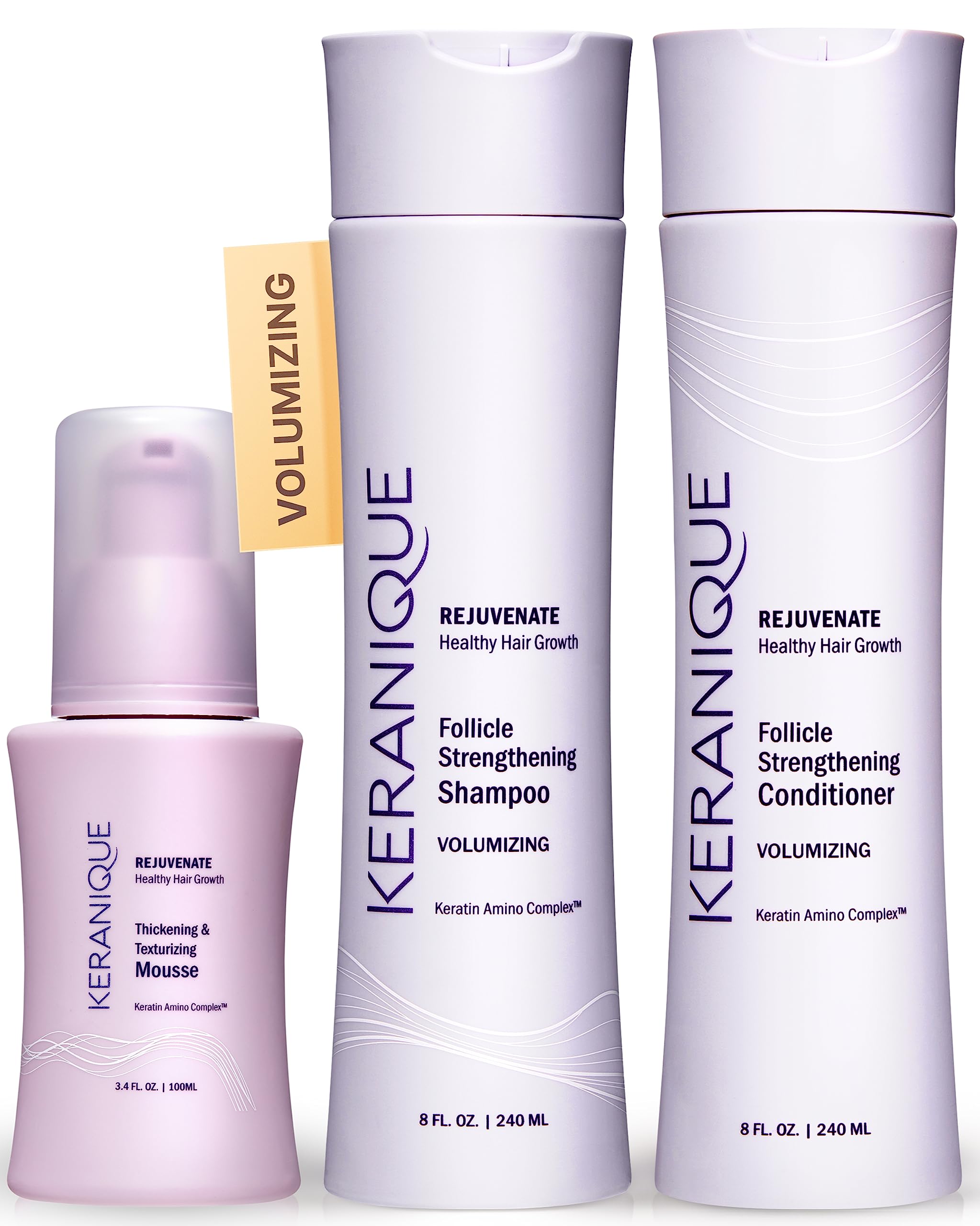 Keranique Volumizing Shampoo & Conditioner Set with Thickening Mousse