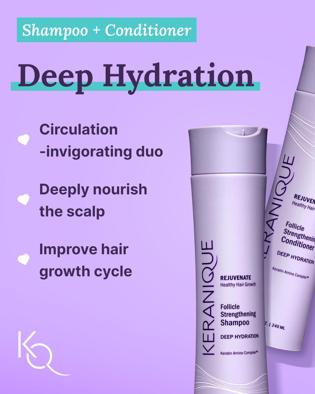 Keranique Hair Growth System for Women – Minoxidil 2% Regrowth + Hydrating Shampoo & Conditioner