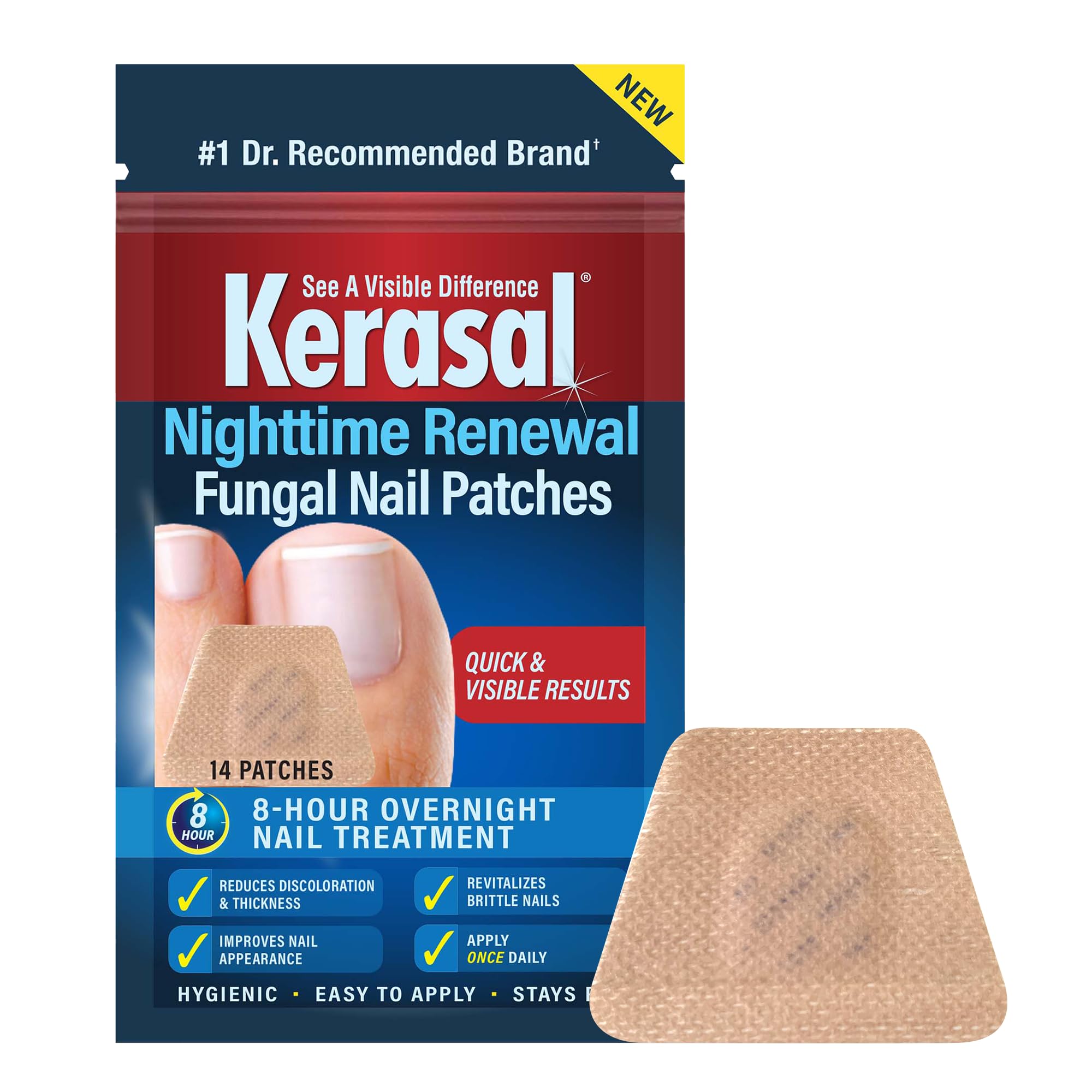 Kerasal Nighttime Renewal Fungal Nail Patches – 14-Count Overnight Nail Repair