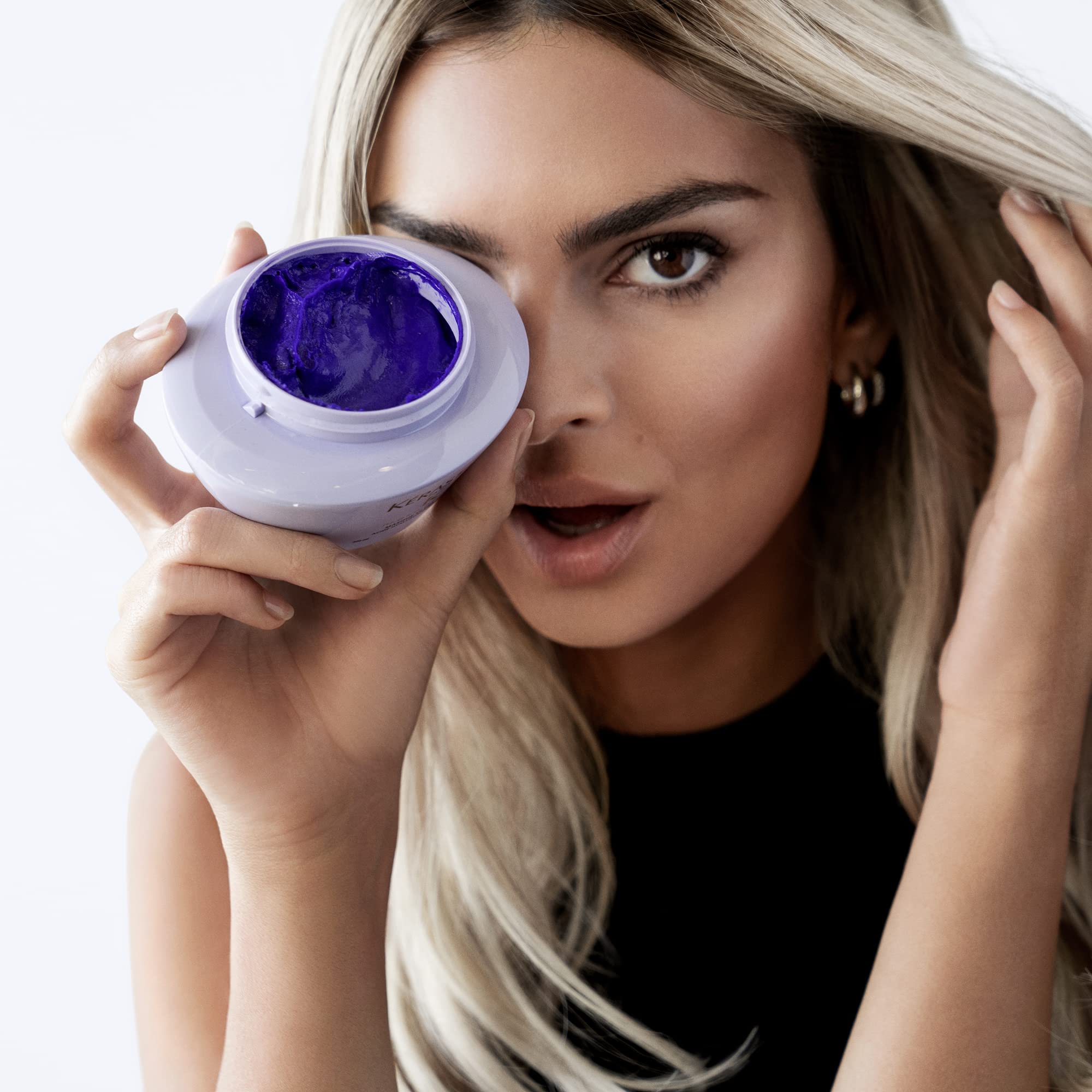 Kerastase Blond Absolu Ultra-Violet Purple Hair Mask for Lightened, Grey Hair | Neutralizes Brass with Hyaluronic Acid, 6.8 fl oz