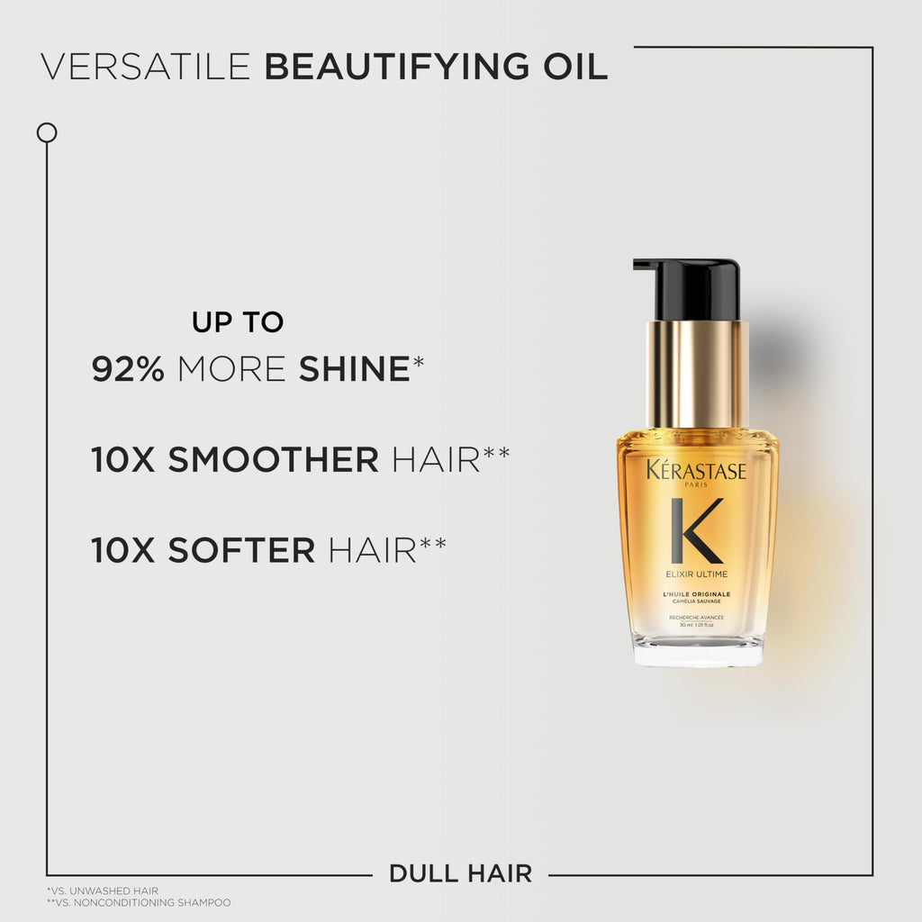 KERASTASE Elixir Ultime Refillable Hair Oil – Hydrates, Smoothes Frizz & Adds Shine (Travel Size 1.01 Fl Oz)