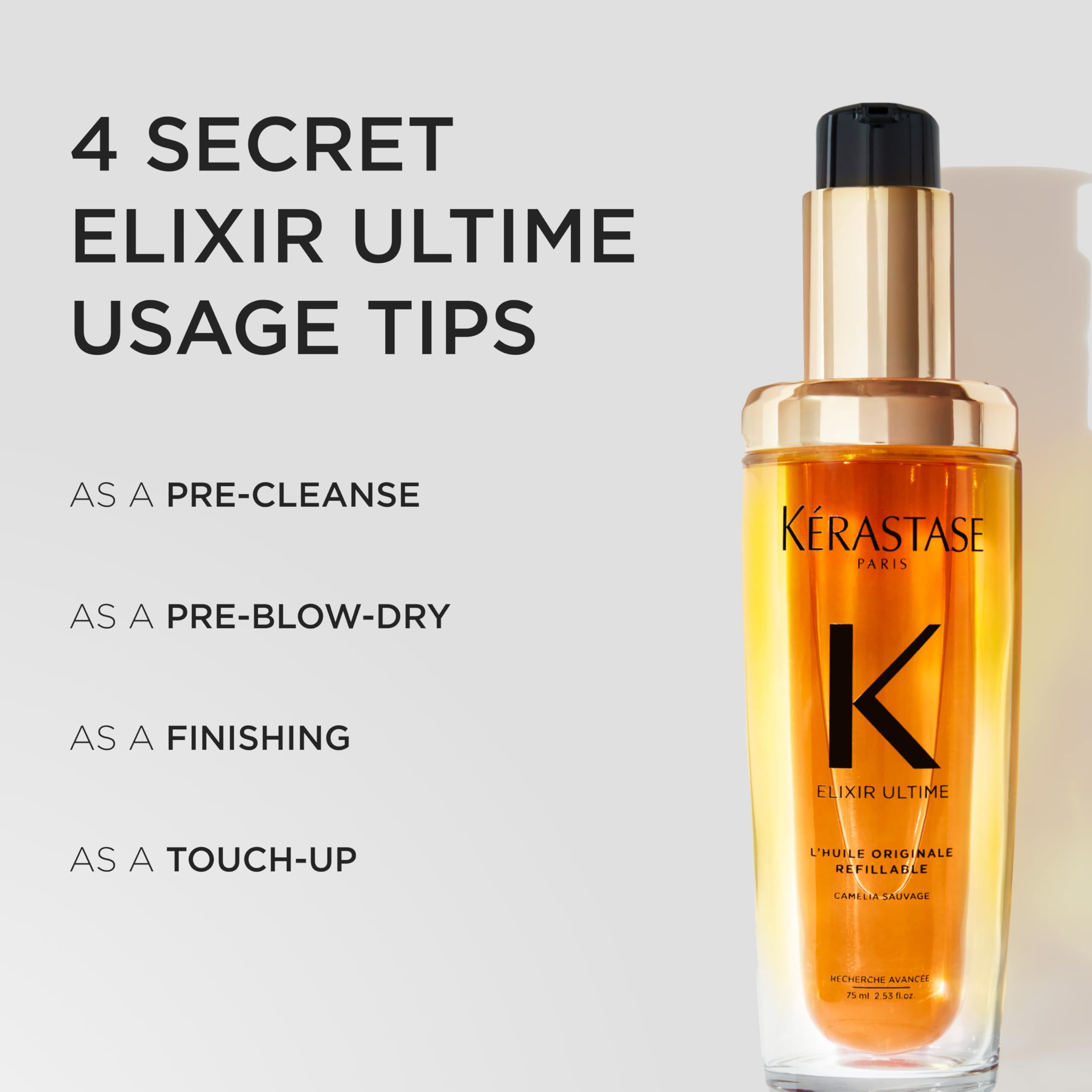 KERASTASE Elixir Ultime Refillable Hair Oil – Hydrates, Smoothes Frizz & Adds Shine (Travel Size 1.01 Fl Oz)